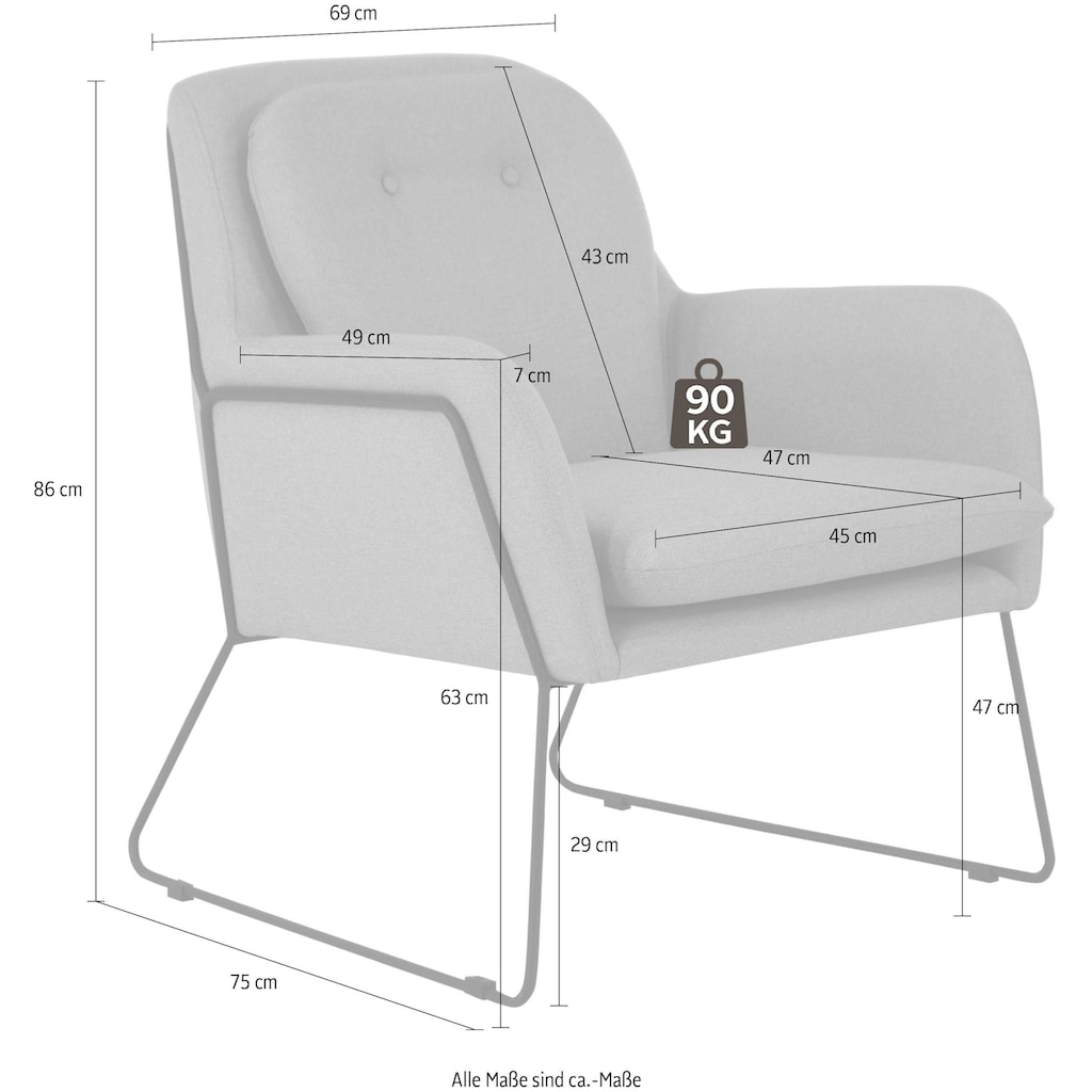 INOSIGN Sessel »Flin«, mit Knöpfen und Kissenoptik im Rücken