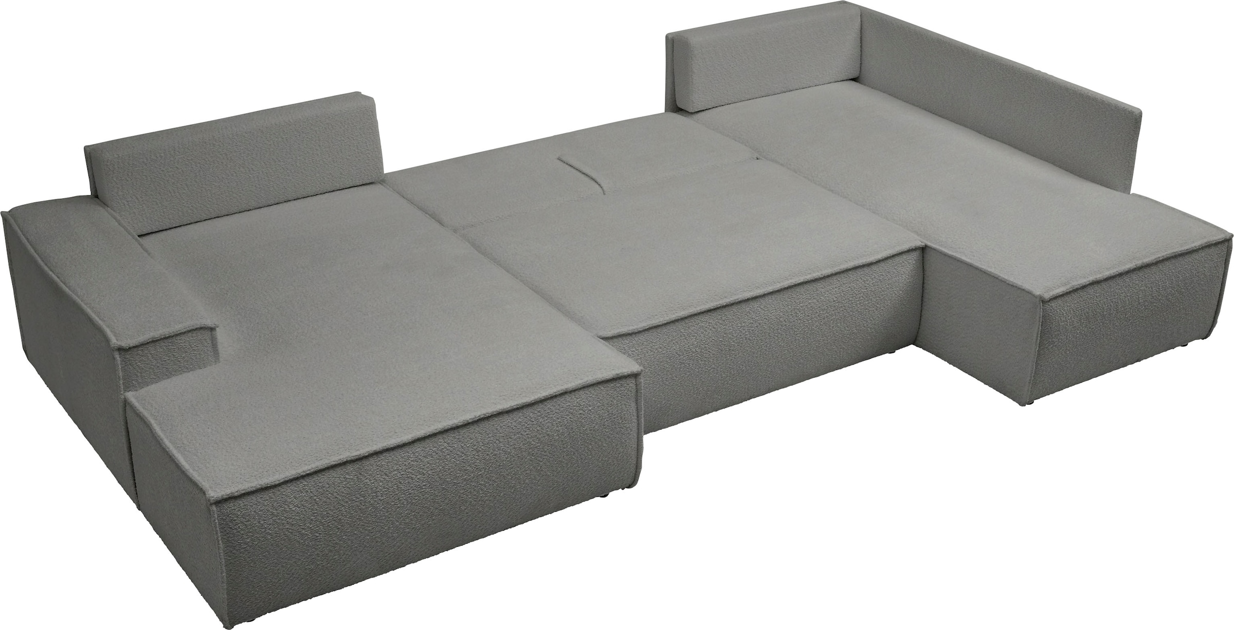 andas Wohnlandschaft »FINNLEY U-Form XXL 329 cm, Schlafsofa, Schlaffunktion m. Bettkasten«, (194/139 cm), Bouclé, Struktur und Cord