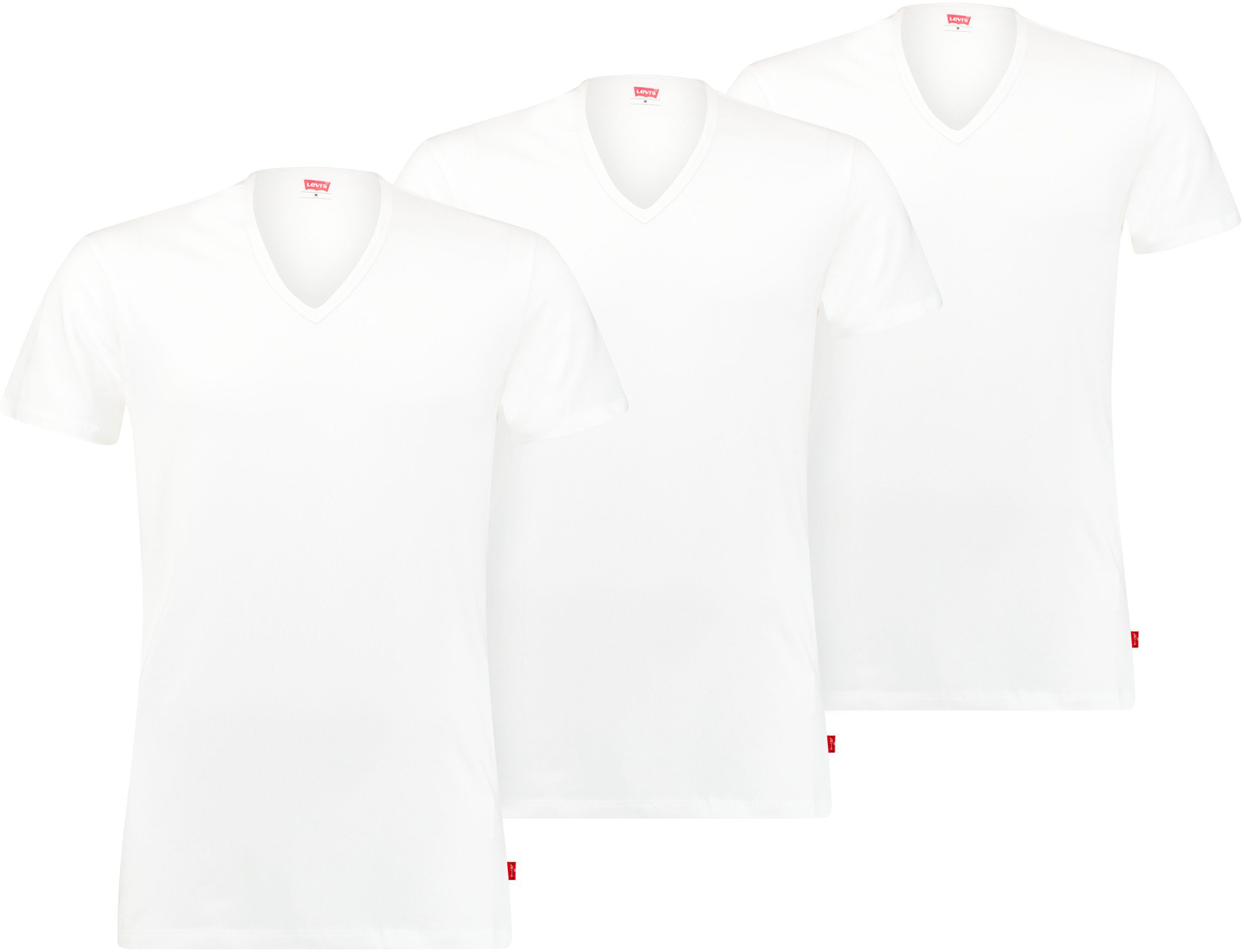 Levi's® T-Shirt Packung, 3er-Pack, V-Ausschnitt, Kurzarm, Cotton-Mix, elastisch