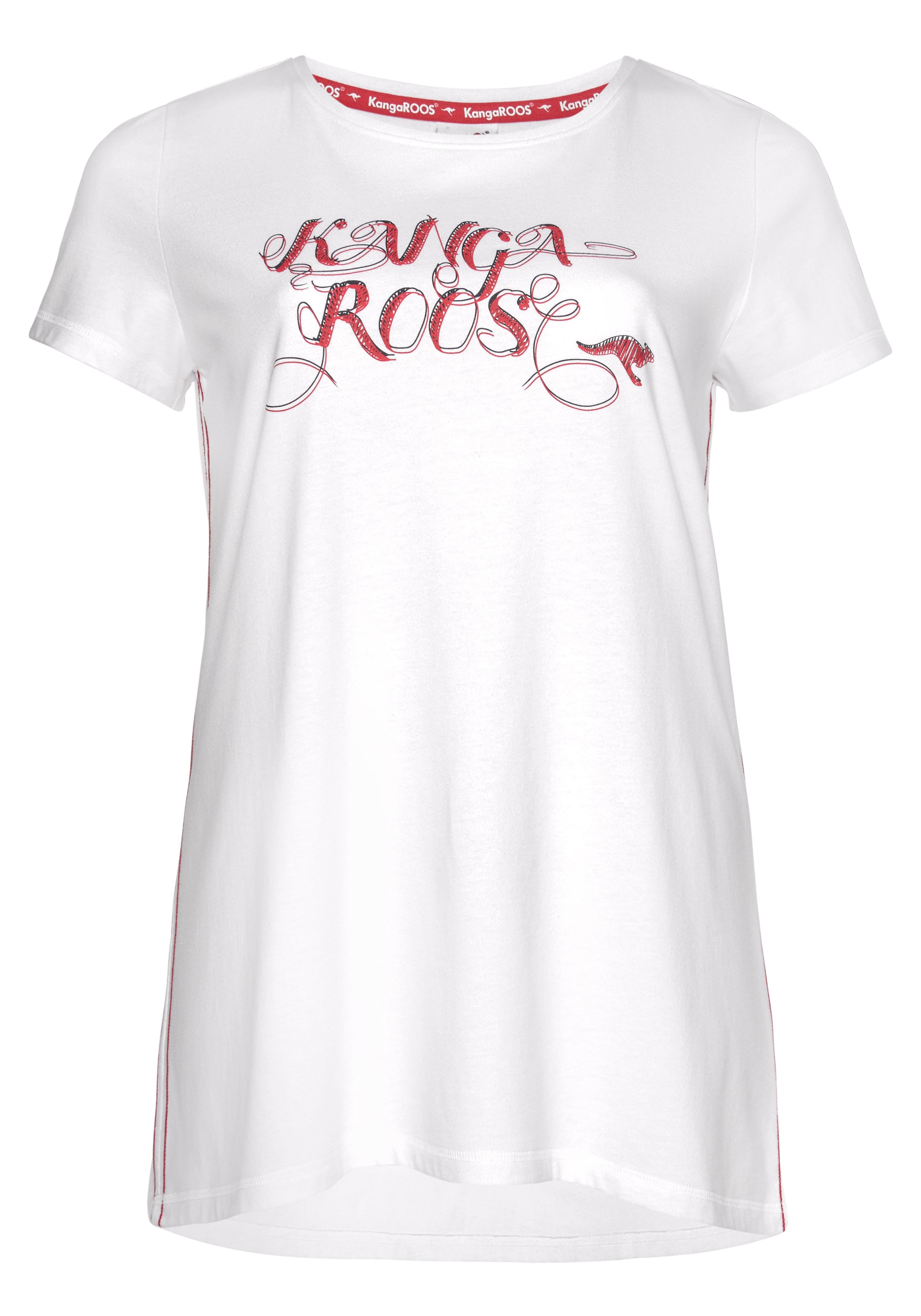 KangaROOS Longshirt, (Packung, 2 tlg., 2er-Pack), Kurzarm, figurumschmeichelnde Passform