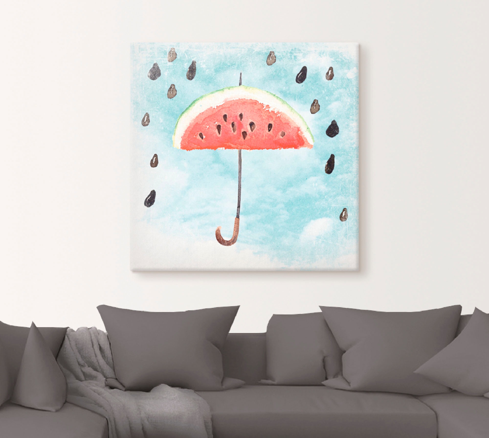 Artland Leinwandbild »Sommer Melonen Regen«, Lebensmittel, (1 St.), auf Keilrahmen gespannt