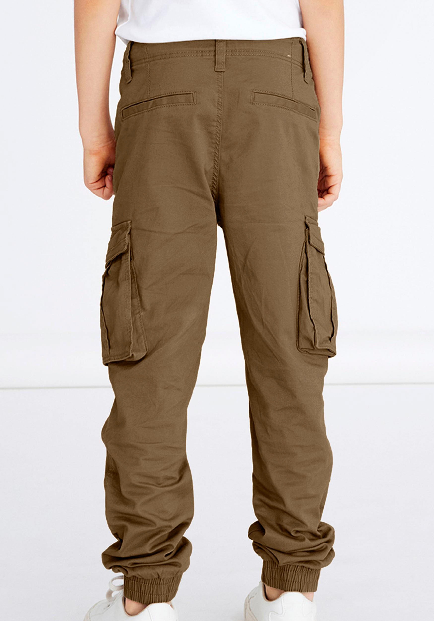 Name It Cargohose »NITBAMGO für Jungen mit verstellbarem Bund und Stretchkomfort« unifarben, modisch, relaxed fit, Webware