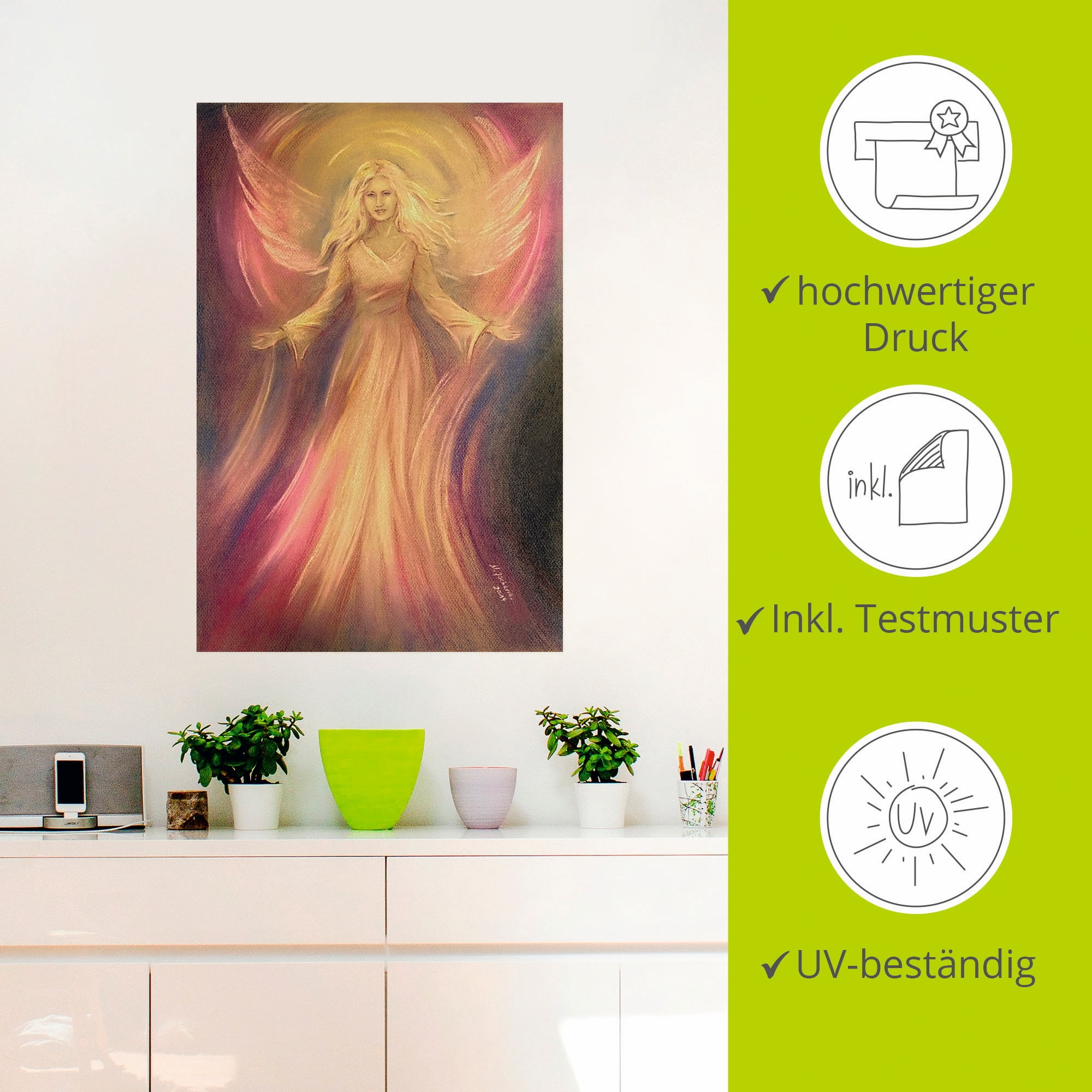 Artland Wandbild »Engel Licht Liebe - Spirituelle Malerei«, Religion, (1 St.), als Alubild, Outdoorbild, Leinwandbild, Poster, Wandaufkleber