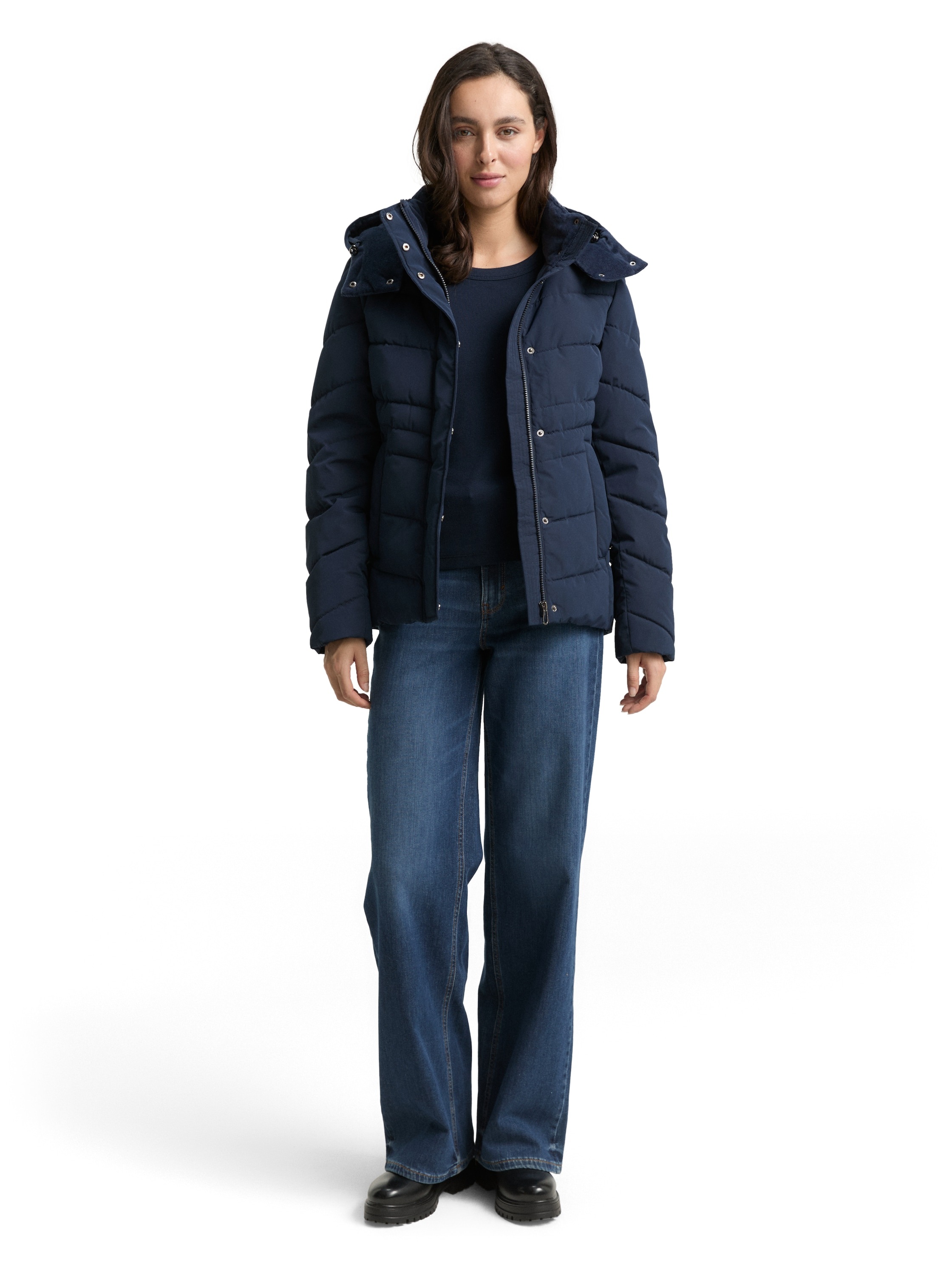 TOM TAILOR Steppjacke, mit Kapuze, mit Logo Stickerei