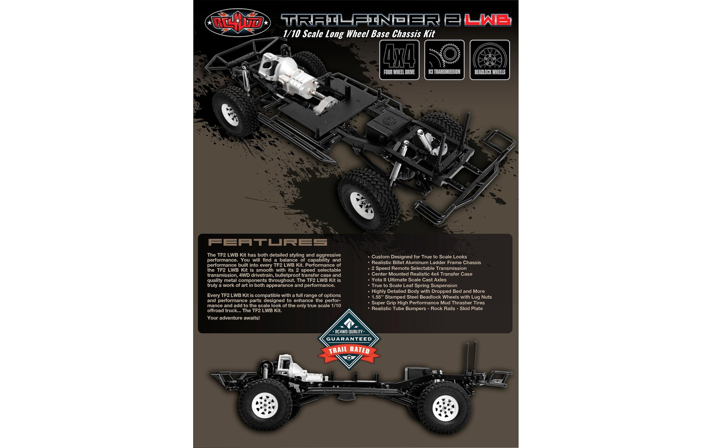 RC-Monstertruck »RC4WD Trail Finder 2 LWB Chassis Kit,«