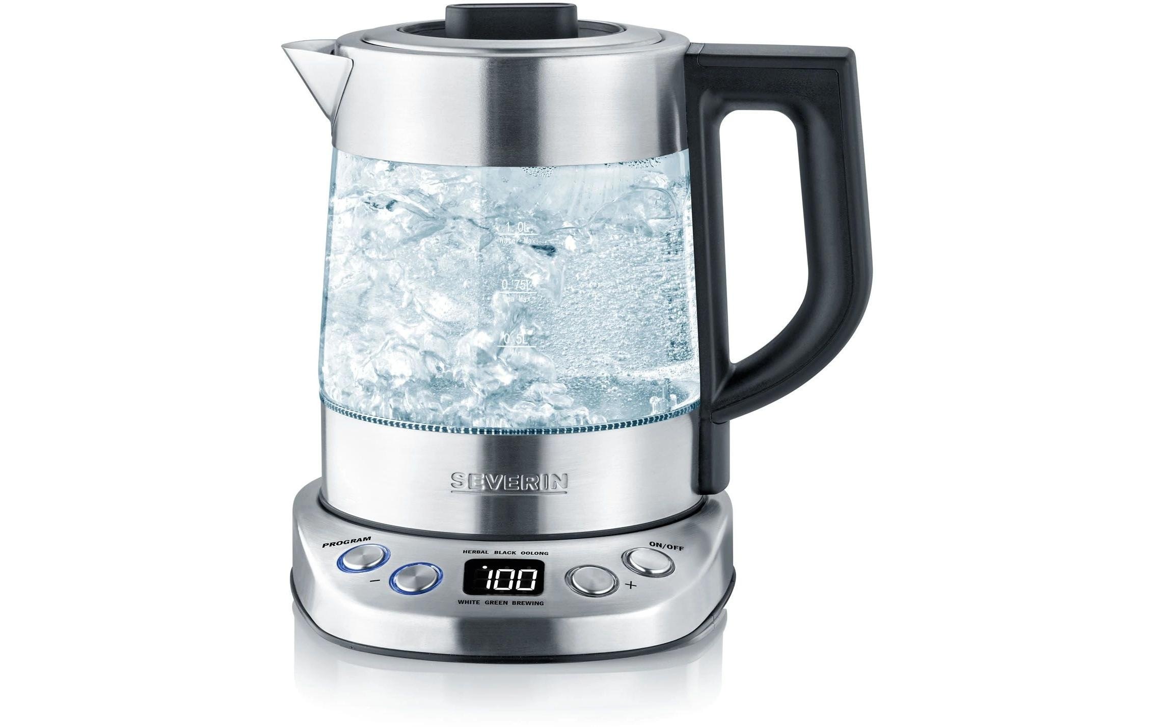 Severin Wasserkocher »Delux Mini WK 3473 1 l, Silber/Transparent« 1 l 2200 W