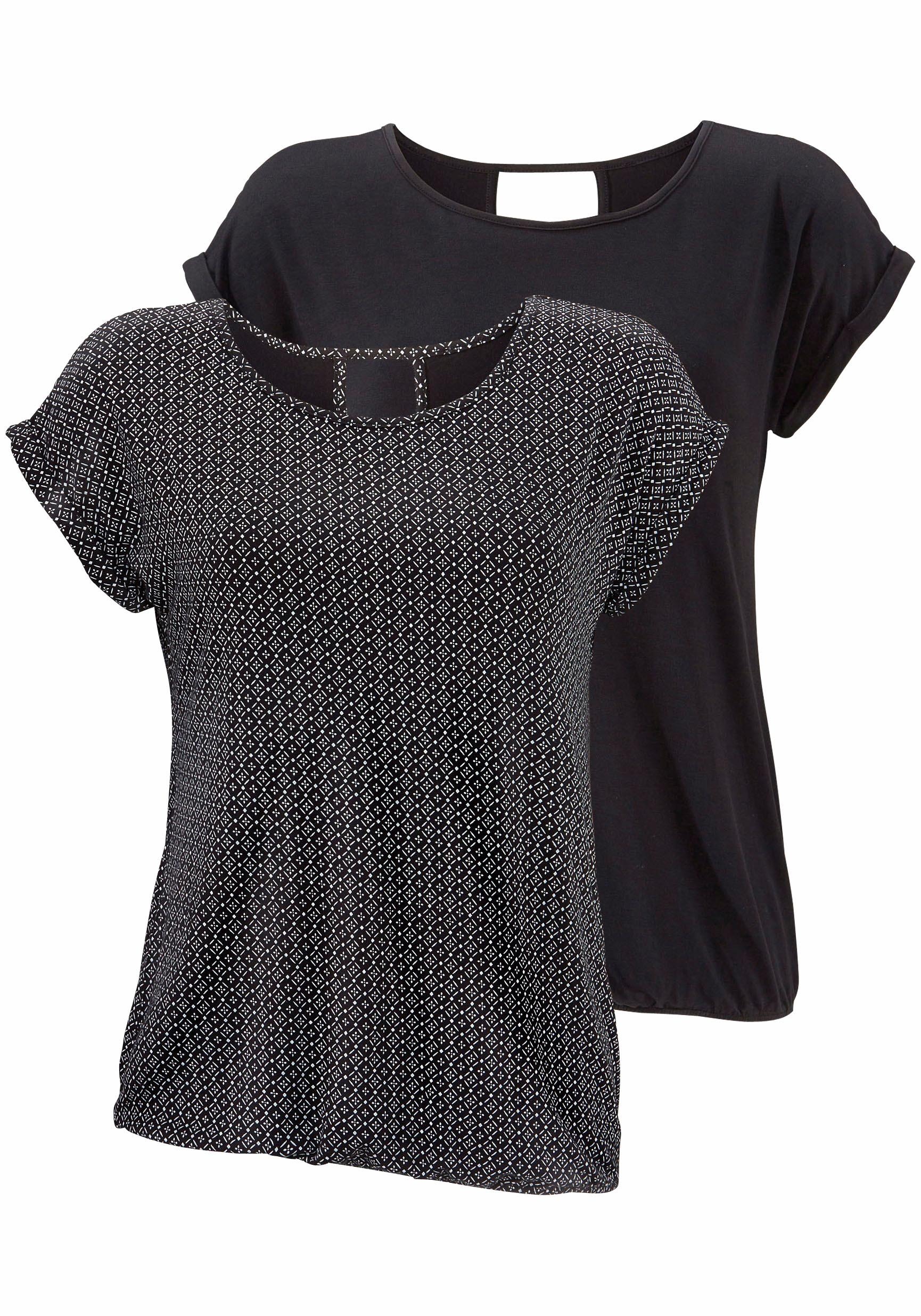 LASCANA T-Shirt, (Packung, 2er-Pack), mit modischem Cut-out im Nacken  online shoppen bei Jelmoli-Versand Schweiz