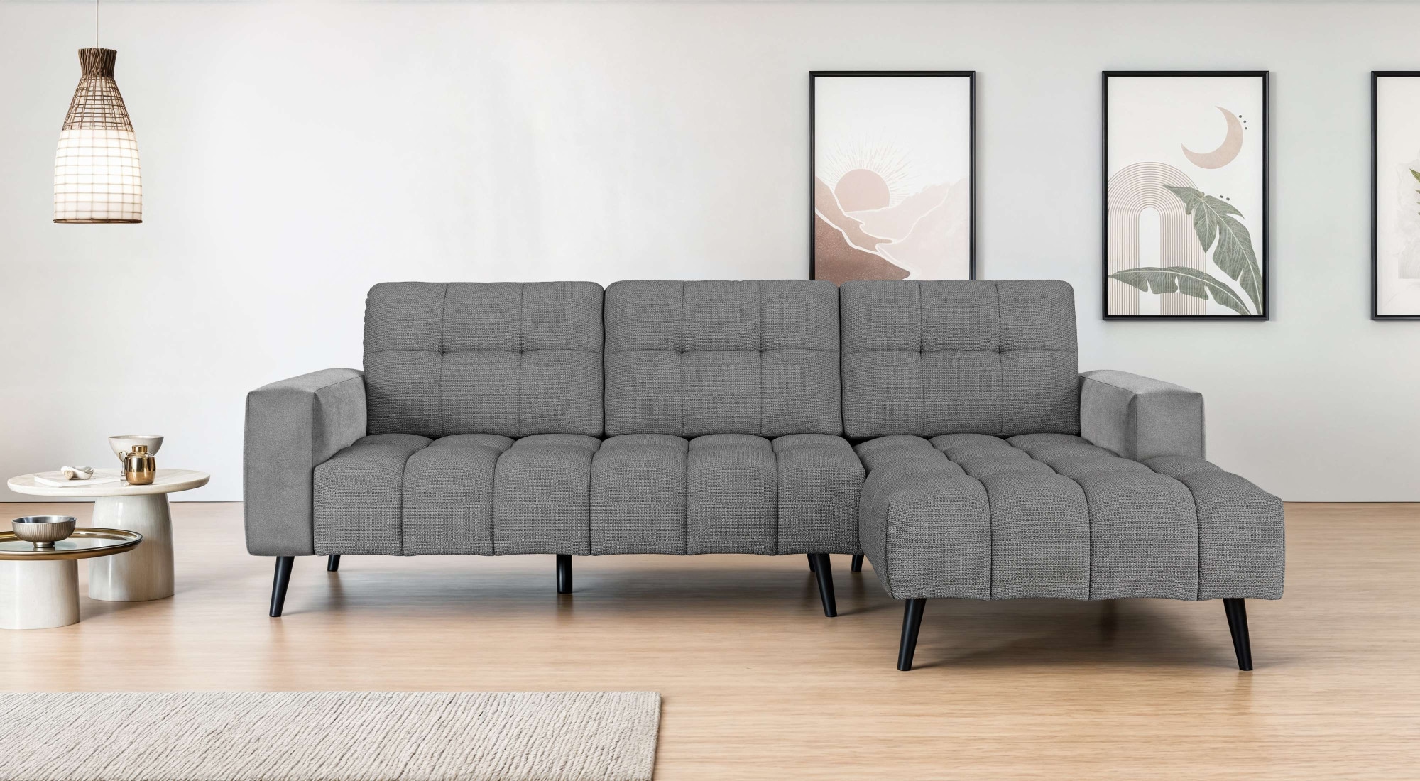Home affaire Ecksofa "SERINE mit Recamiere rechts/links bestellbar, Masse B/H/T 253/91/161 cm" L-Form mit Wellenunterfederung, 3 Rückenkissen, ohne Bettfunktion