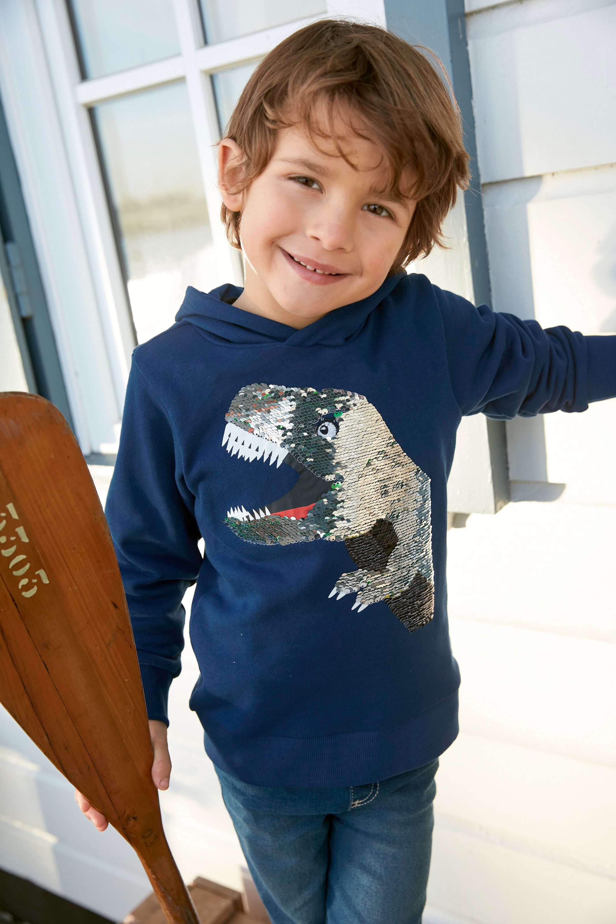 Jelmoli-Versand ✵ | Dino aus »mit tollem Kapuzensweatshirt entdecken günstig Wendepailletten« KIDSWORLD