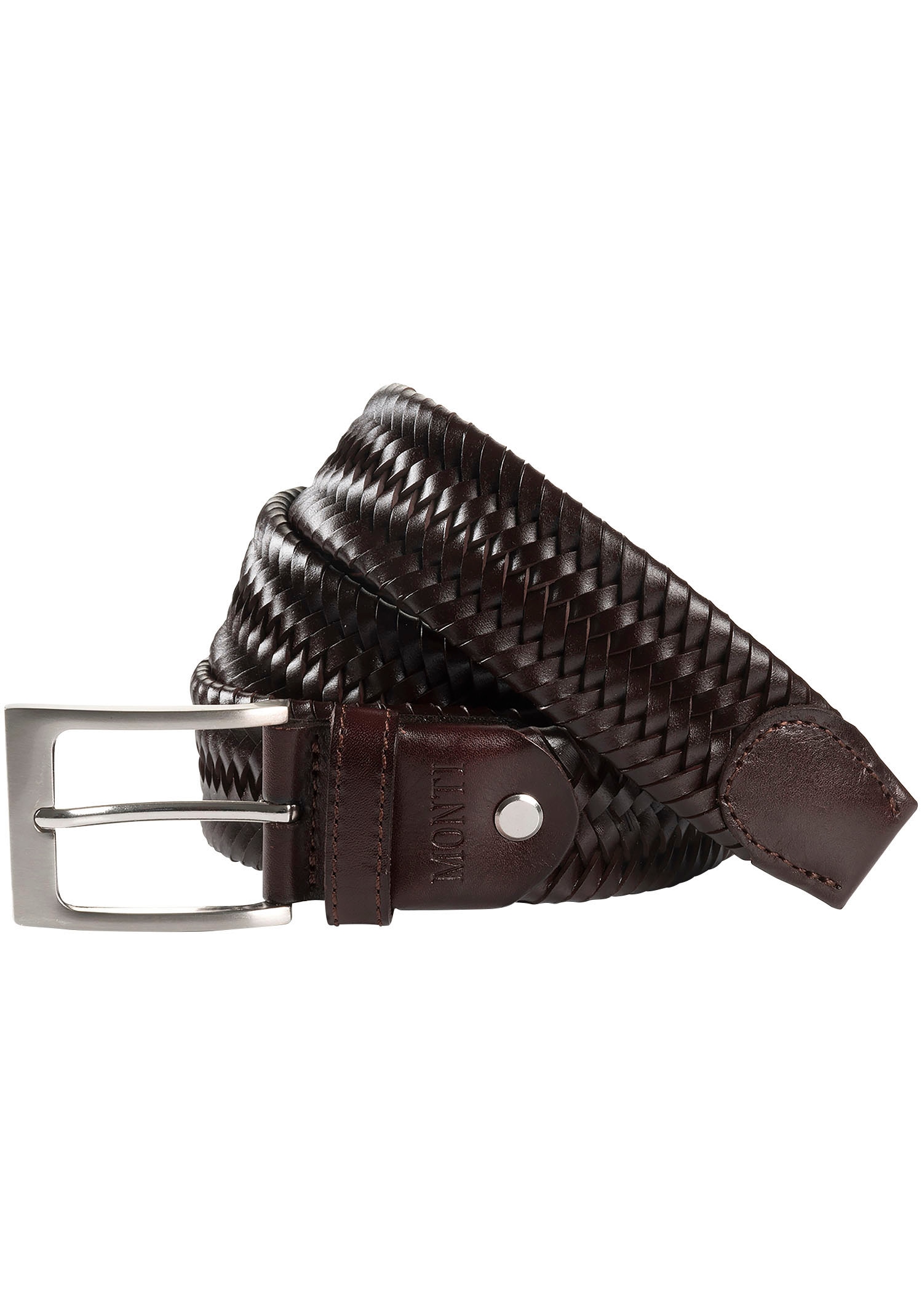 MONTI Flechtgürtel »RIO«, 3,5 cm breit, Elastisches Leder-Flechtband, Casual-Business-Sportiv