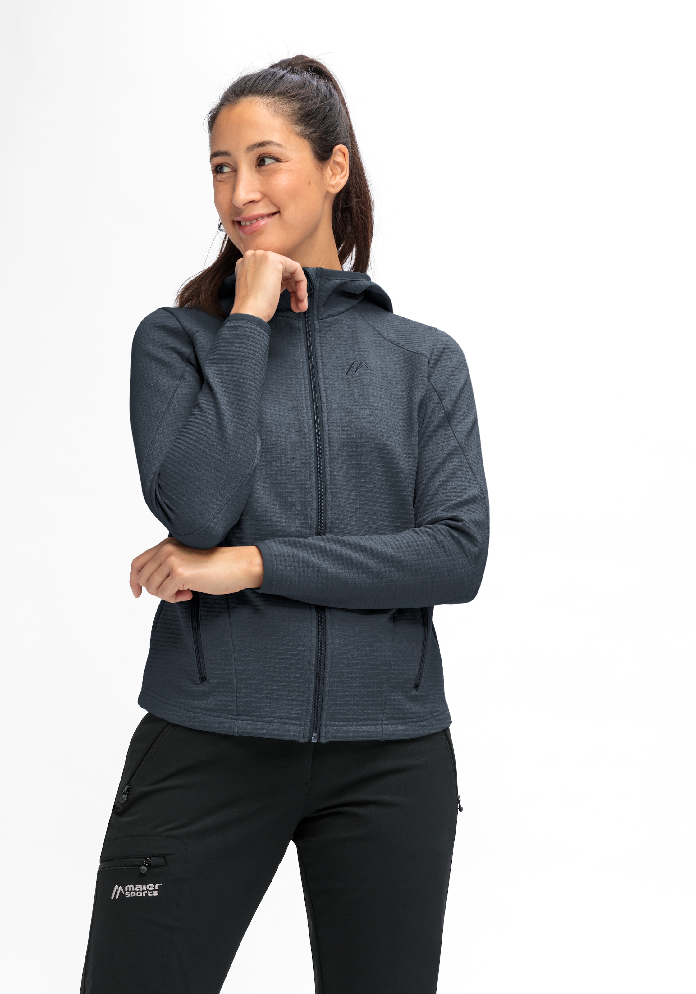 Maier Sports Fleecejacke »Tesila Hood W«, Damen Midlayer, atmungsaktiv schnelltrocknend, Full-Zip, Regular fit