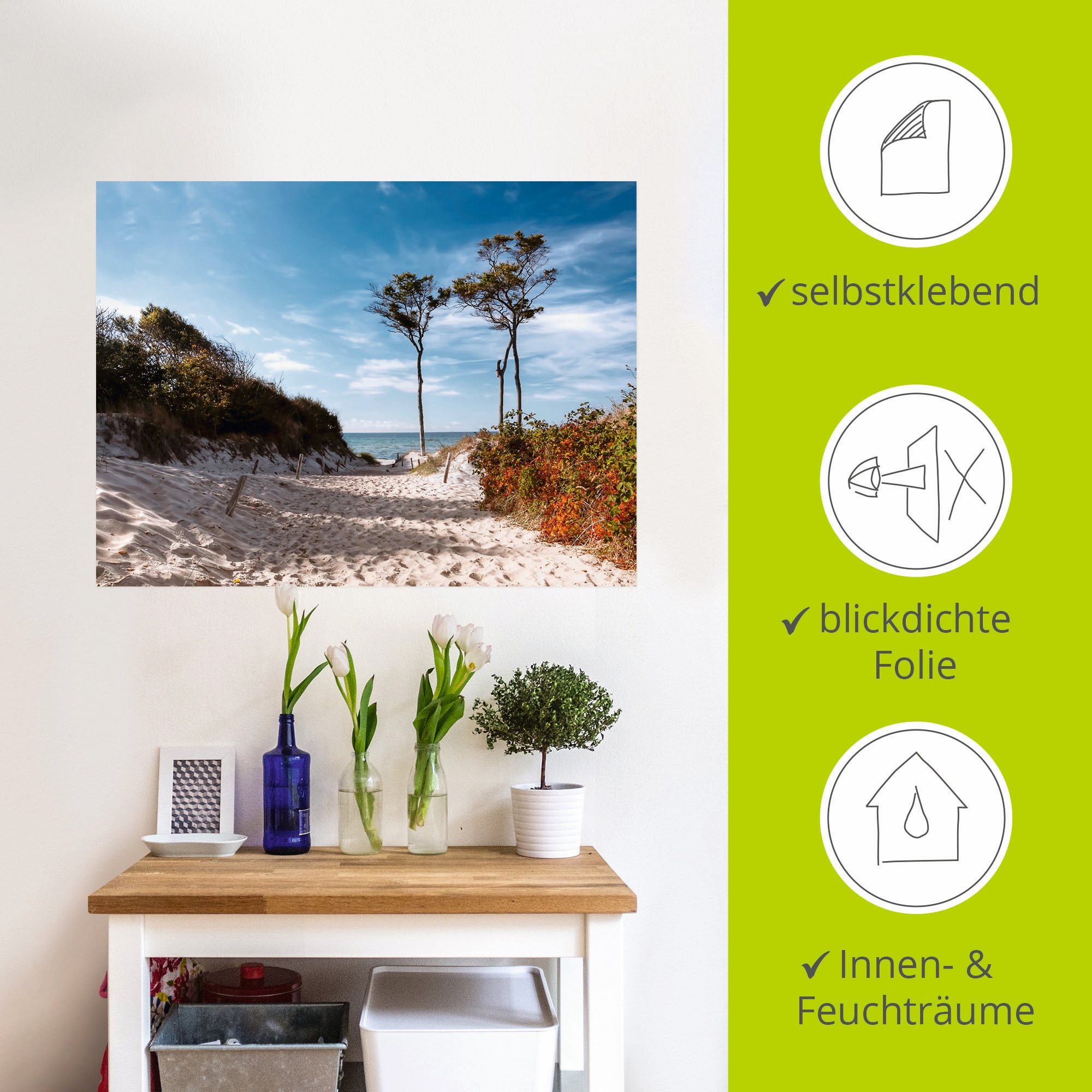 Artland Wandbild »Weststrand Darss«, Strand, (1 St.), als Leinwandbild, Poster, Wandaufkleber in verschied. Grössen