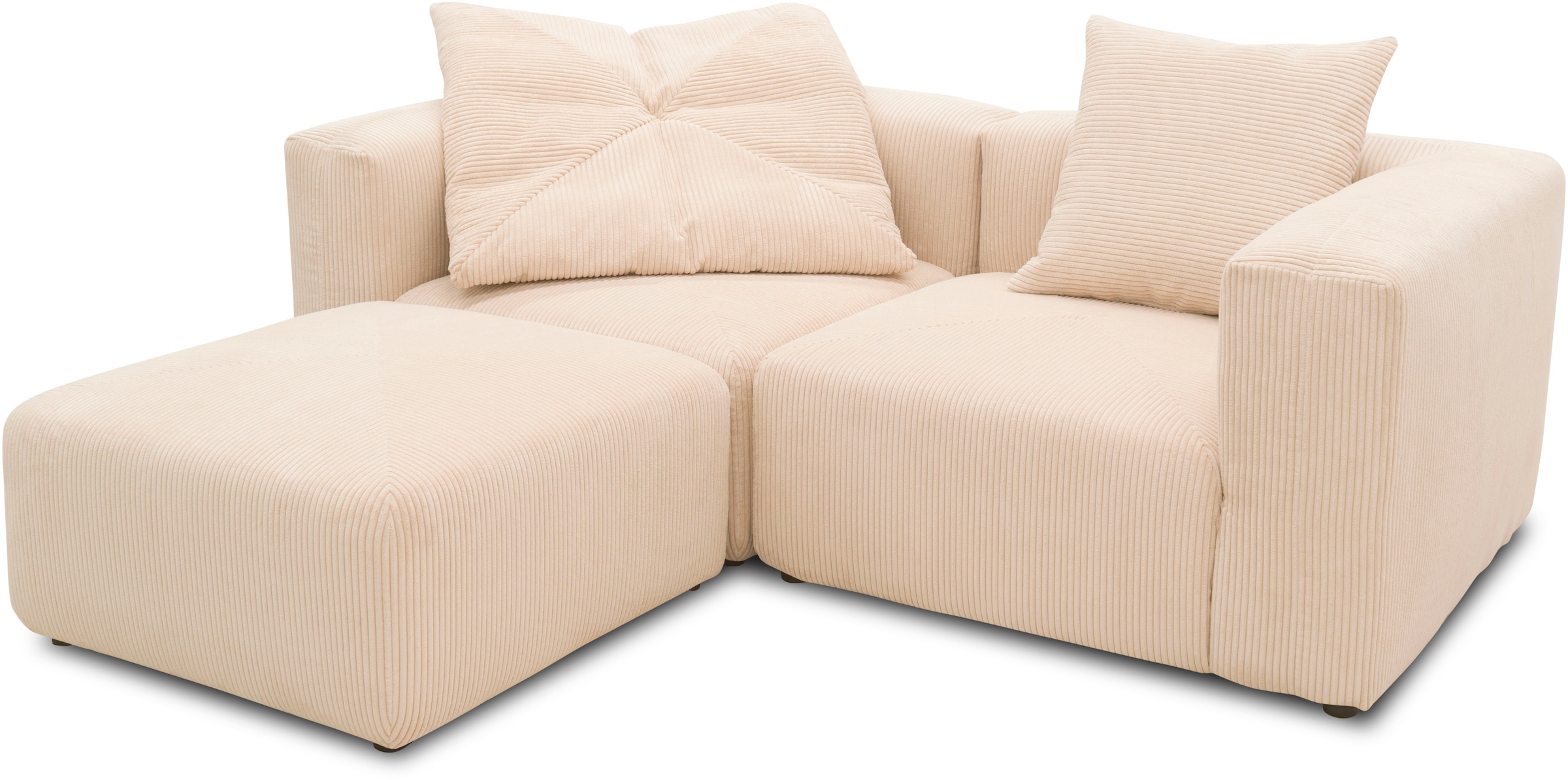 RAUM.ID Ecksofa »Gerrid L-Form«, Cord, Modulsofa, bestehend aus 2 Eckelementen + 1 Hocker