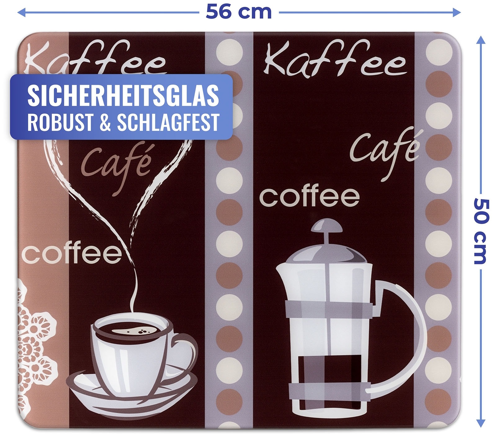 Maximex Schneide- und Abdeckplatte »Modell Kaffeeduft«, Spritzschutz, Herdblende, Schneidbrett, für Glaskeramik-Kochfelder