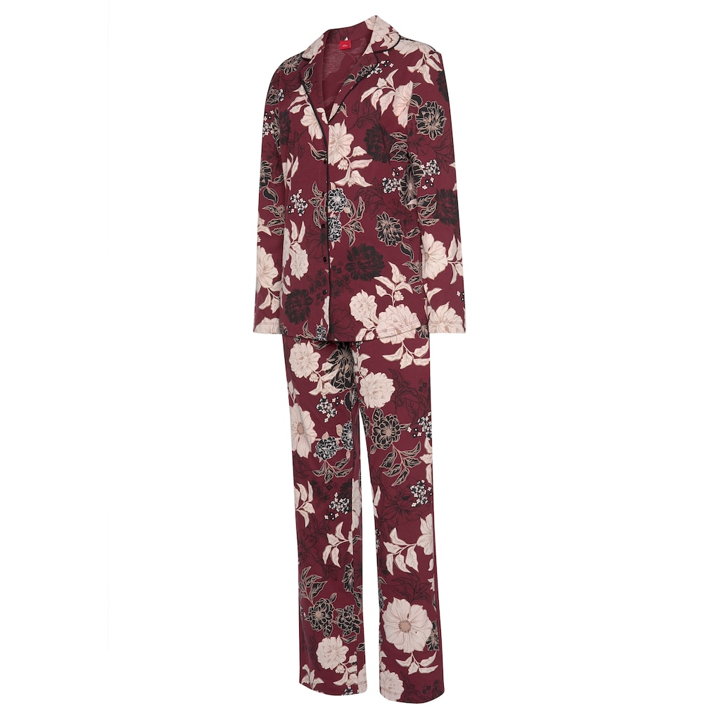 s.Oliver Pyjama, (2 tlg.), in klassischer Form mit Blumenmuster