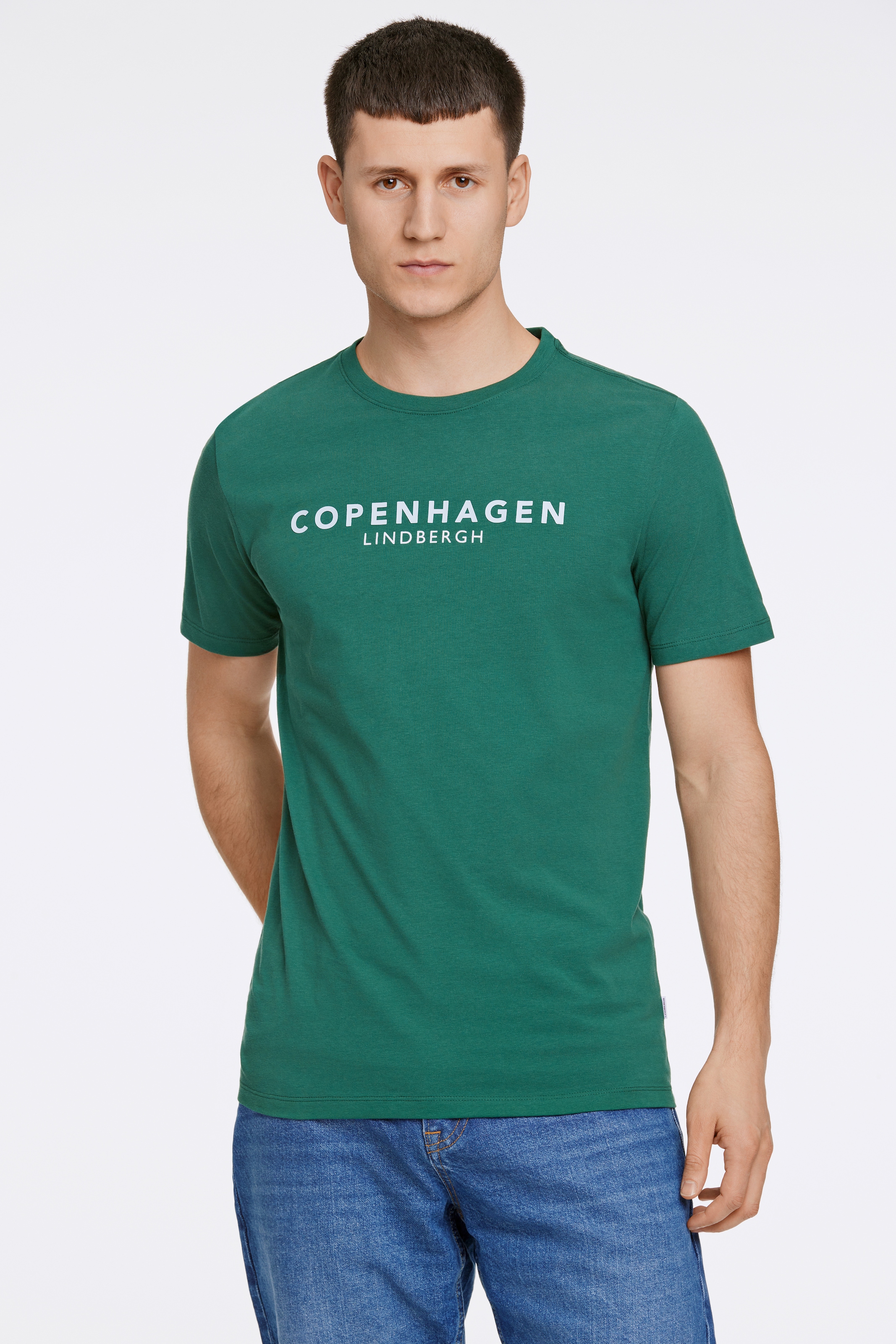 LINDBERGH T-Shirt mit Logo und Rundhalsausschnitt