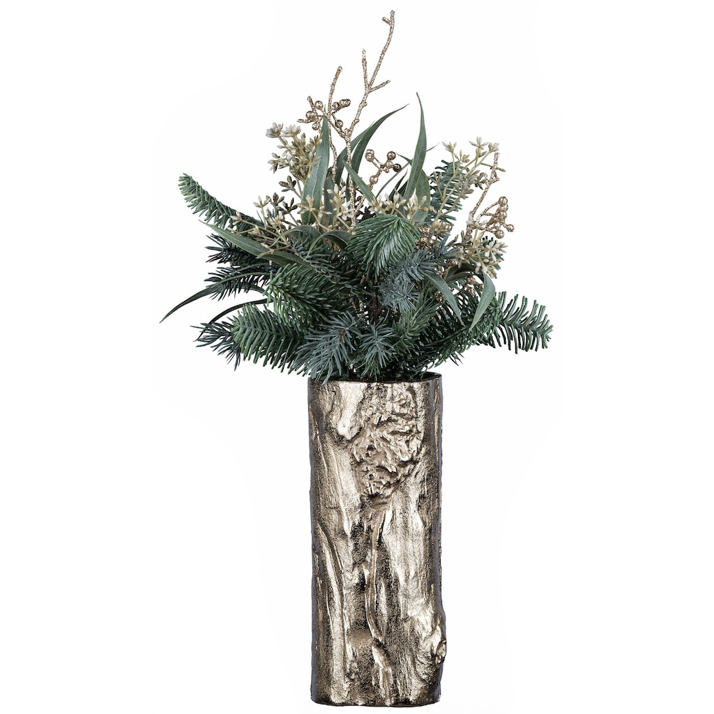 Creativ deco Dekovase »Weihnachtsdeko«, (Set, 2 St., 1 Vase, 1 Bouquet), mit Tannen-Mix-Bouquet