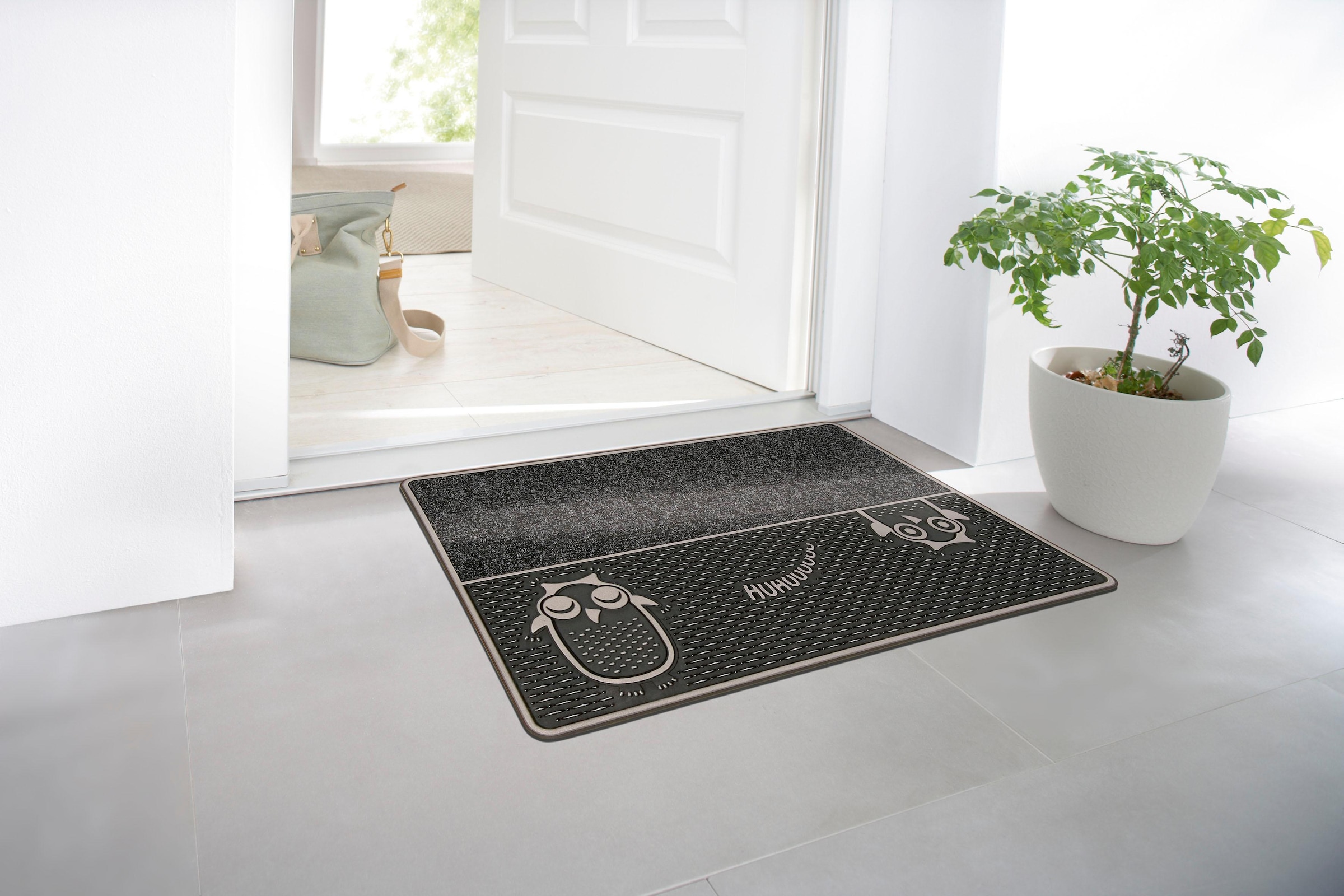 Home2Fashion Fussmatte »DC Clean Eulen«, rechteckig, 8 mm Höhe, Schmutzfangmatte, Motiv Eule, robust, In- und Outdoor geeignet