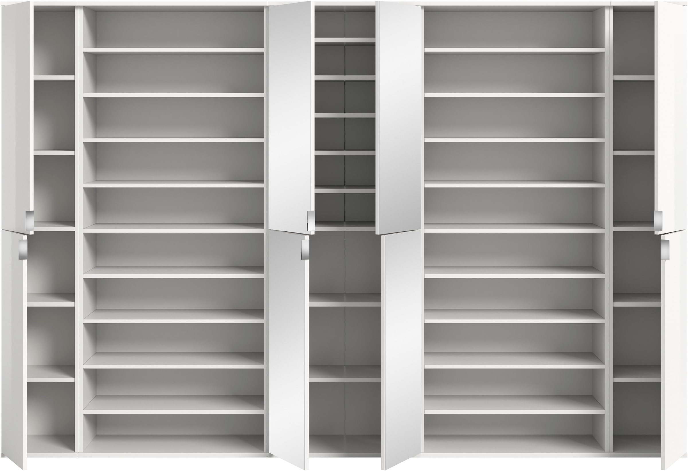 INOSIGN Garderoben-Set »Trondheim, Garderobenset 5-tlg. Breite 262 cm,«, (5 St.), hochglanz, best. aus: Spiegelschrank, 2x Schuhregal, 2x Schrank, Flur