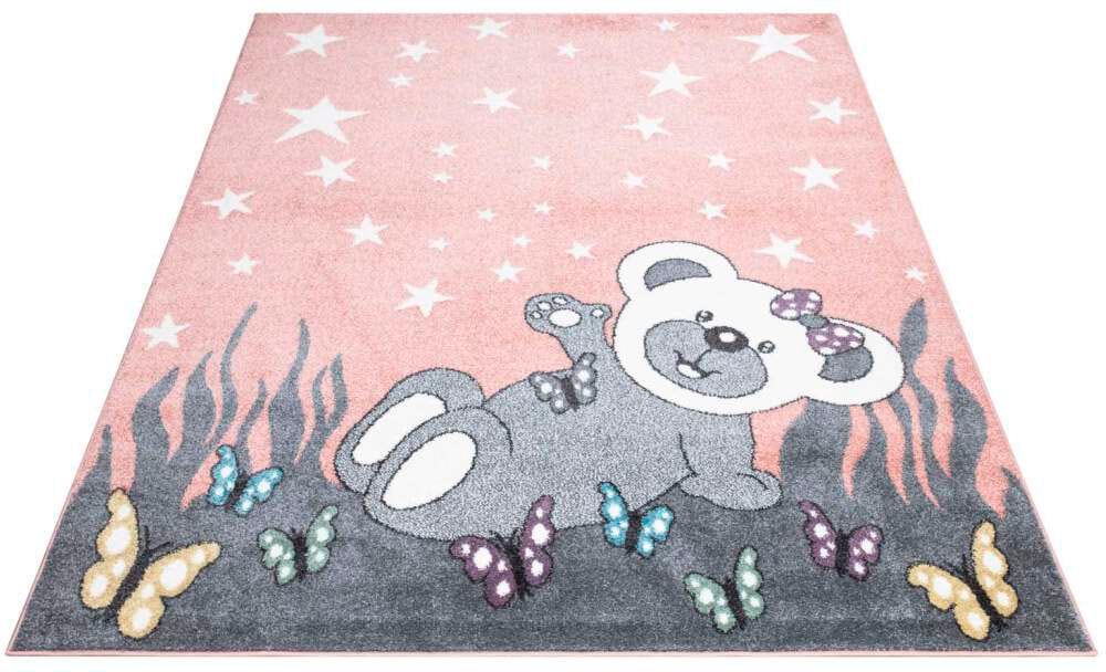 Carpet City Kinderteppich »ANIME916«, rechteckig, 11 mm Höhe, Kinderzimmer Teppich Modern mit Mond, Blumen, Wolken, Creme, Multi