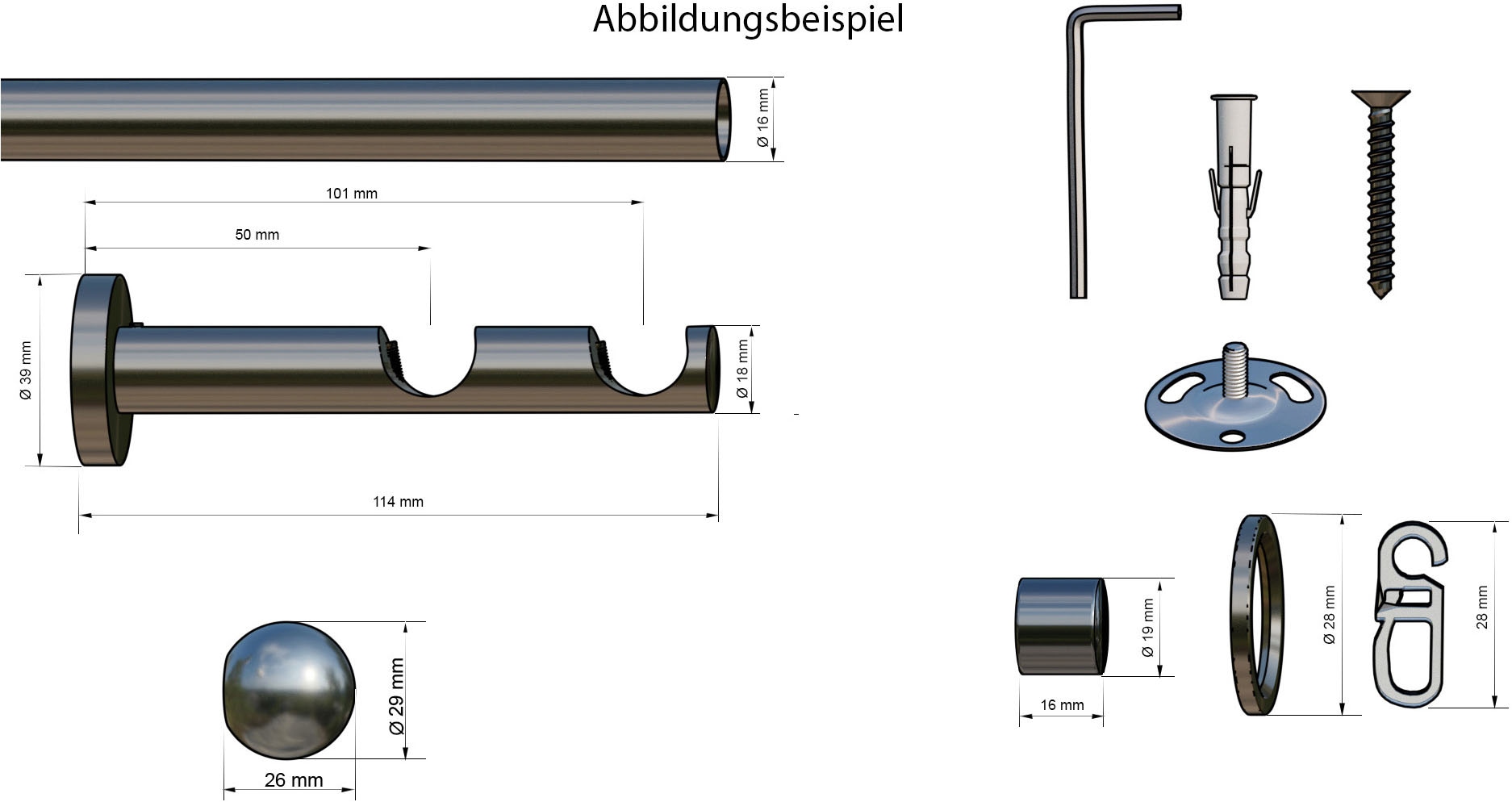 indeko Gardinenstange »Formentor«, 2 läufig-läufig, Fixmass, Komplett-Set inkl. Ringen und Montagematerial