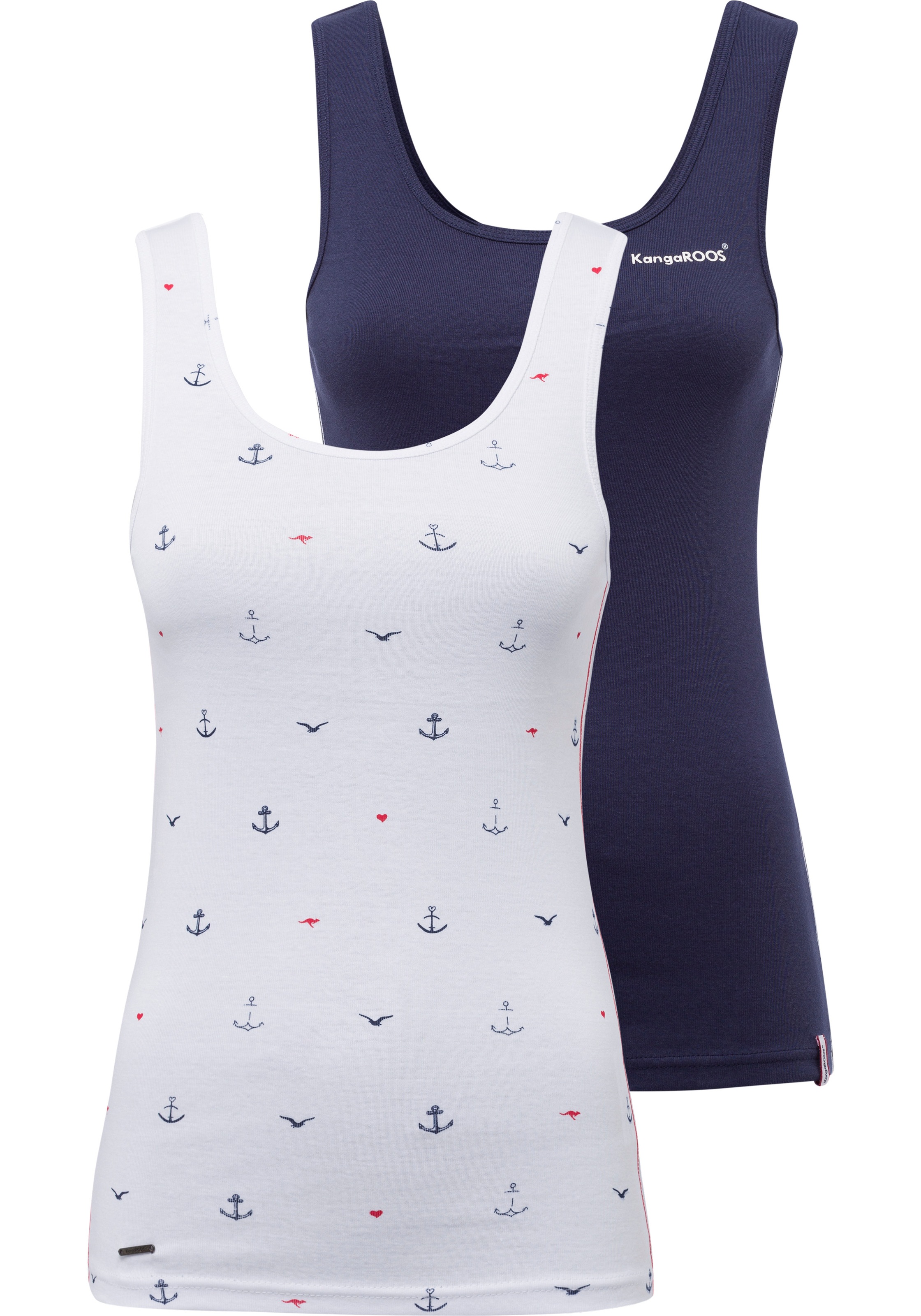 KangaROOS Ripptanktop 2-er Pack, im Doppelpack - 1x uni + 1x bedruckt