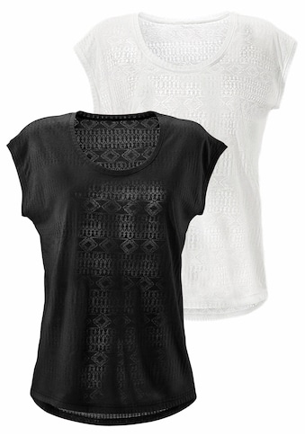 LASCANA T-Shirt, (2 tlg., 2er-Pack), Ausbrenner-Qualität mit leicht transparentem... kaufen