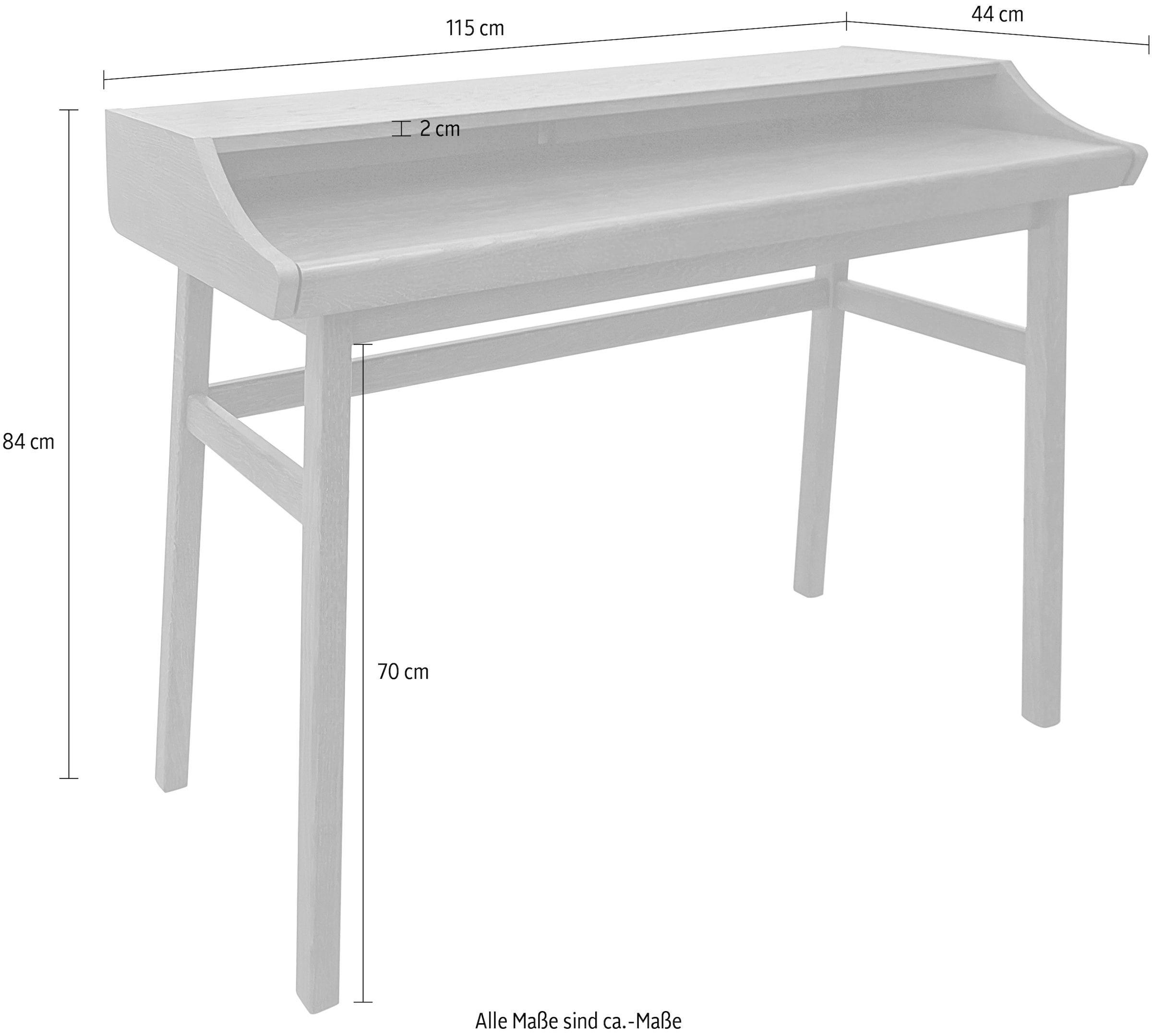 Woodman Schreibtisch »Carteret«, edles Holzfurnier aus Nussbaum, Gestell Massivholz, Breite 115 cm