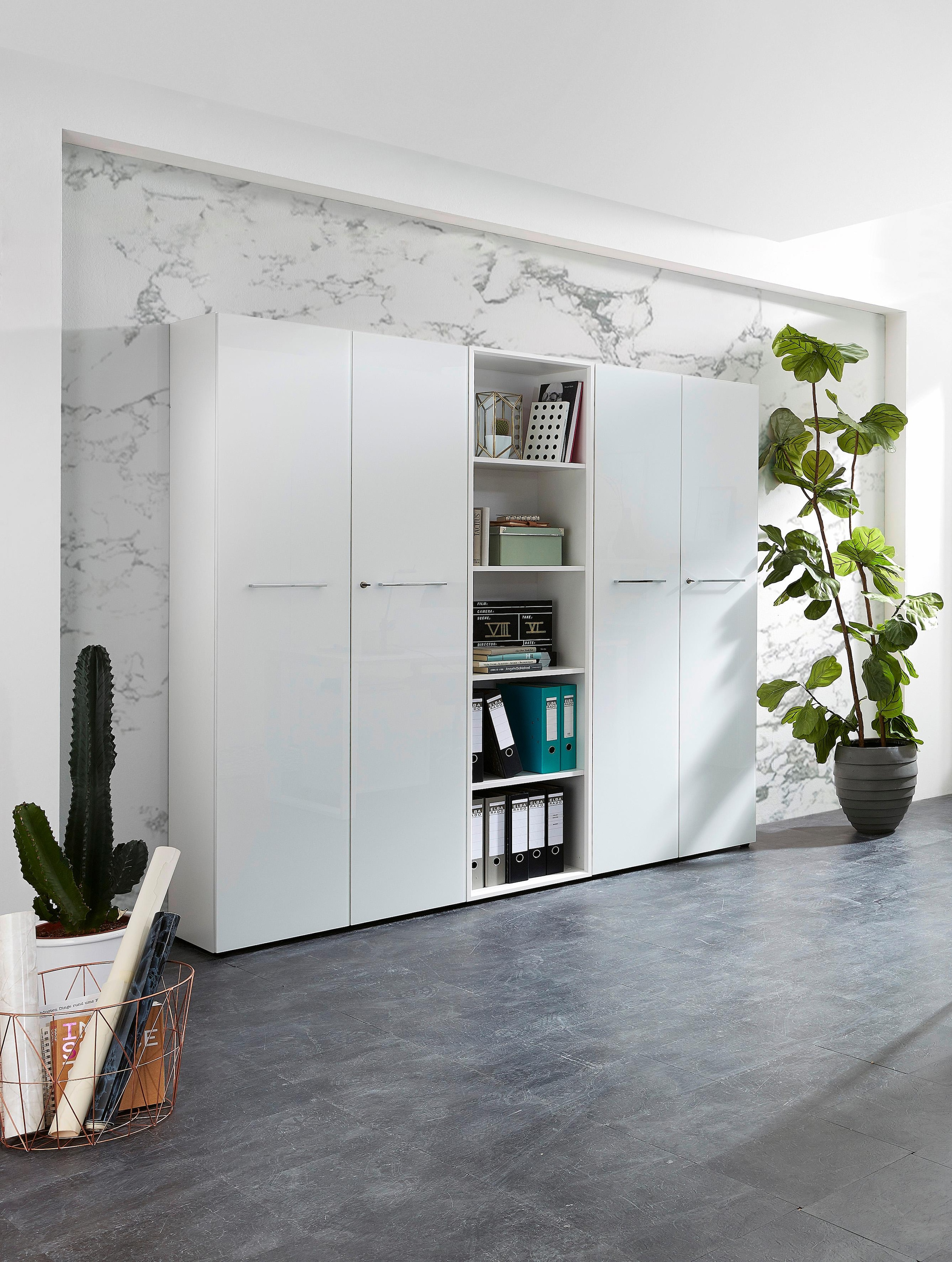 GERMANIA Aktenschrank »GW-Monteria«, (in 2 Höhen), Türen mit Glas-Auflage, abschliessbar, Breite 80 cm, Made in Germany
