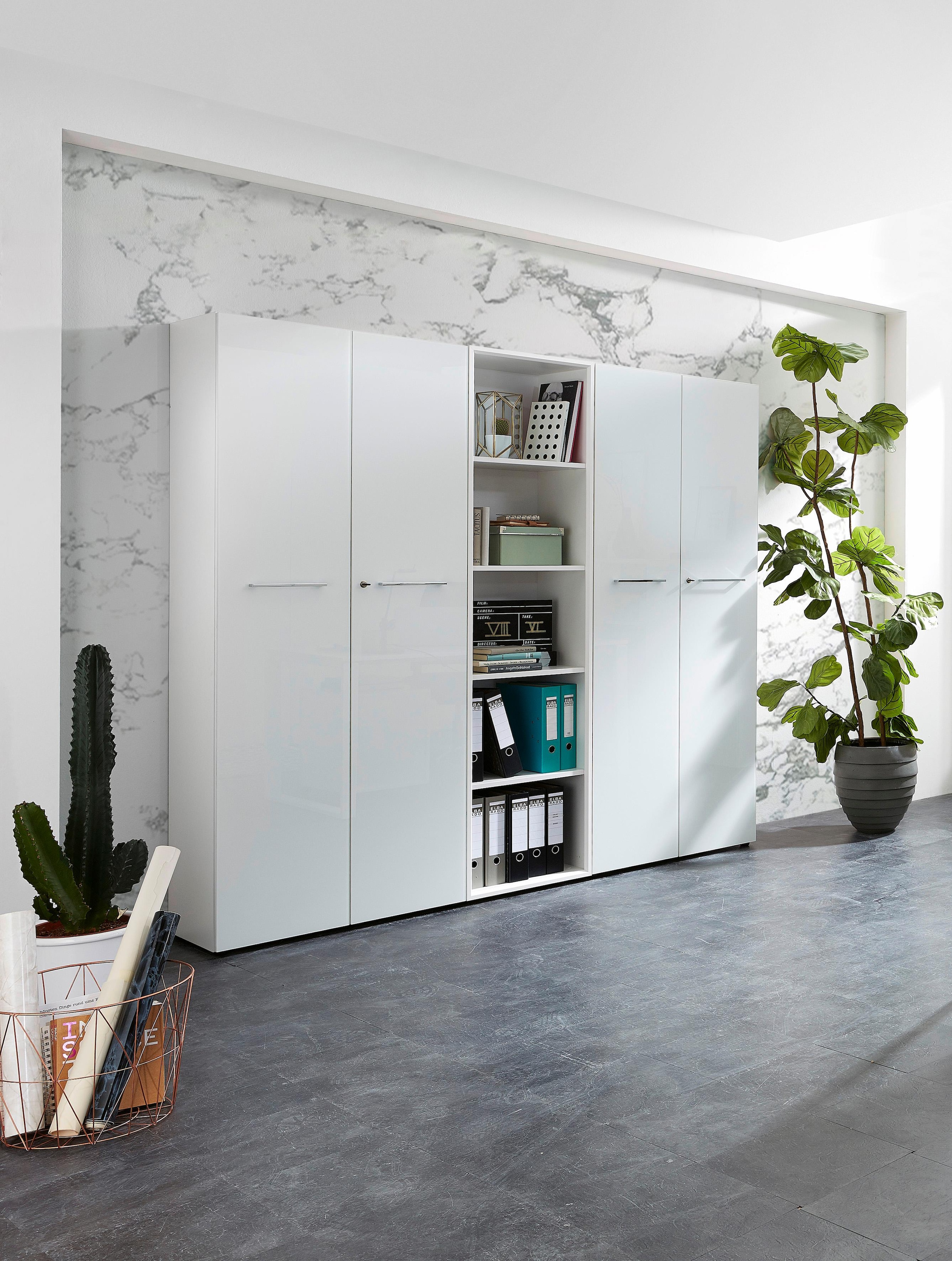 abschliessbar | Aktenschrank shoppen Glas-Auflage, »GW-Monteria«, Jelmoli-Versand GERMANIA weisser mit online