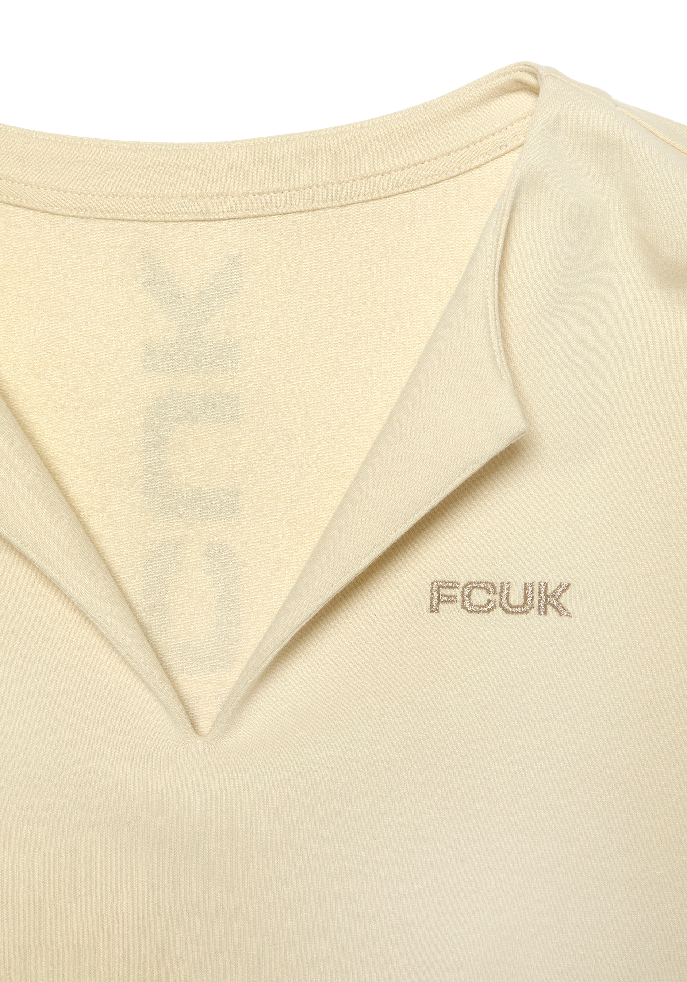 FCUK Sweatshirt, (1 tlg.), Sweatshirt mit V-Ausschnitt und grossen Rückenprint, Loungeanzug