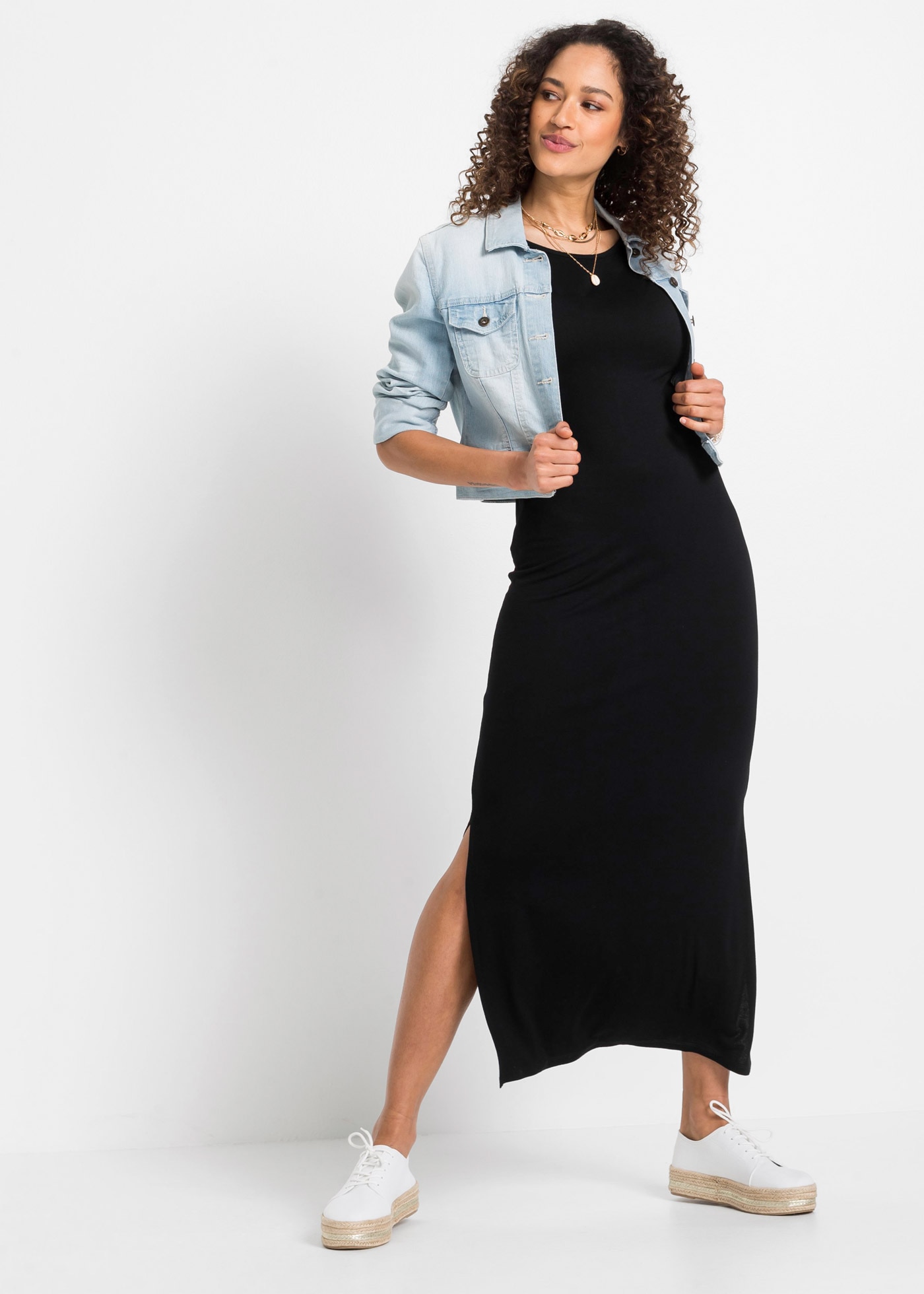 bonprix Jerseykleid »Jerseykleid aus fliessendem Viskose-Elasthan-Mix« Jerseykleid aus fliessendem Viskose-Elasthan-Mix