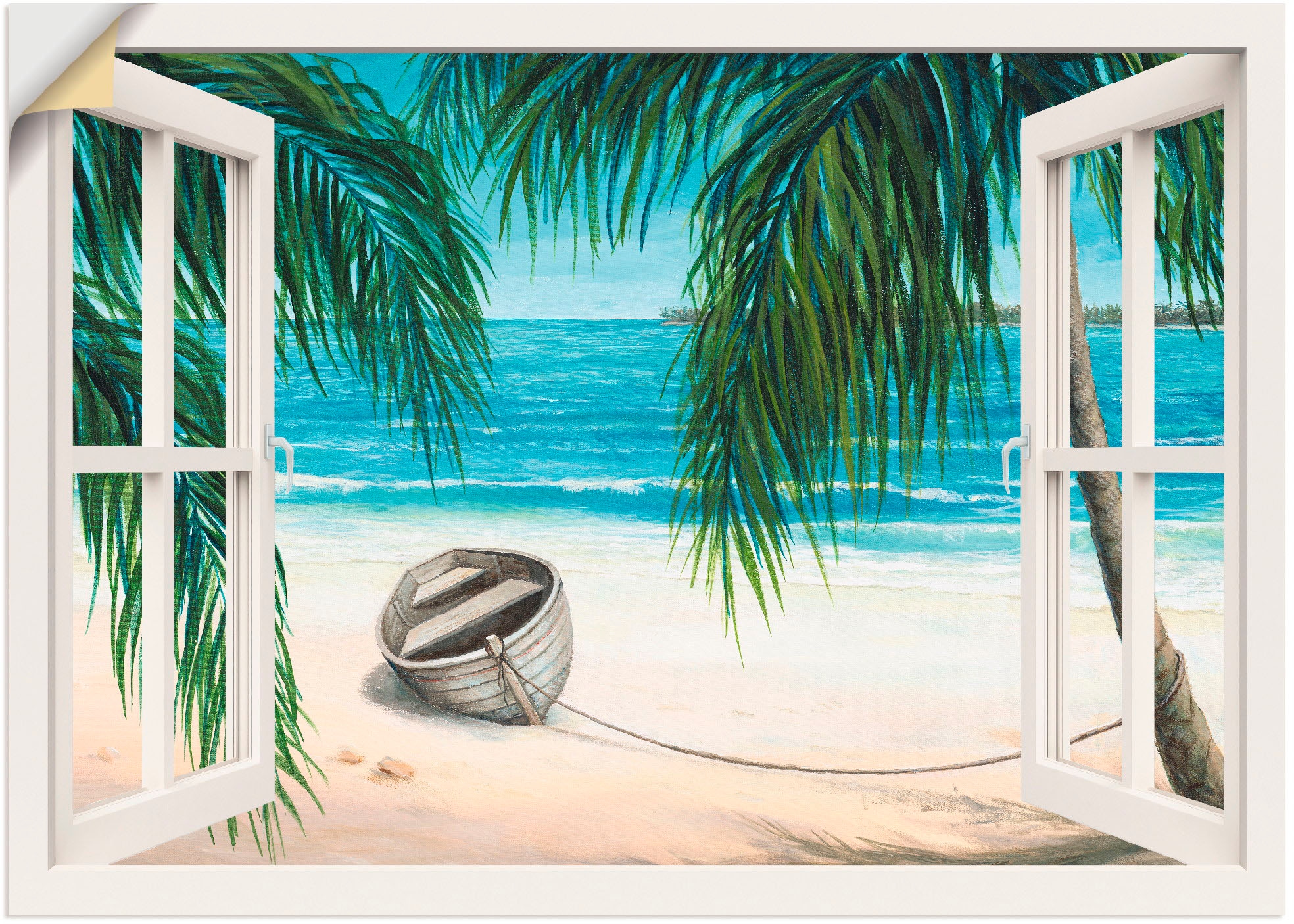 Artland Wandbild St.), Fensterblick, versch. »Fensterblick Jelmoli-Versand | Leinwandbild, Wandaufkleber als (1 Poster Grössen kaufen in Karibik«, oder online 
