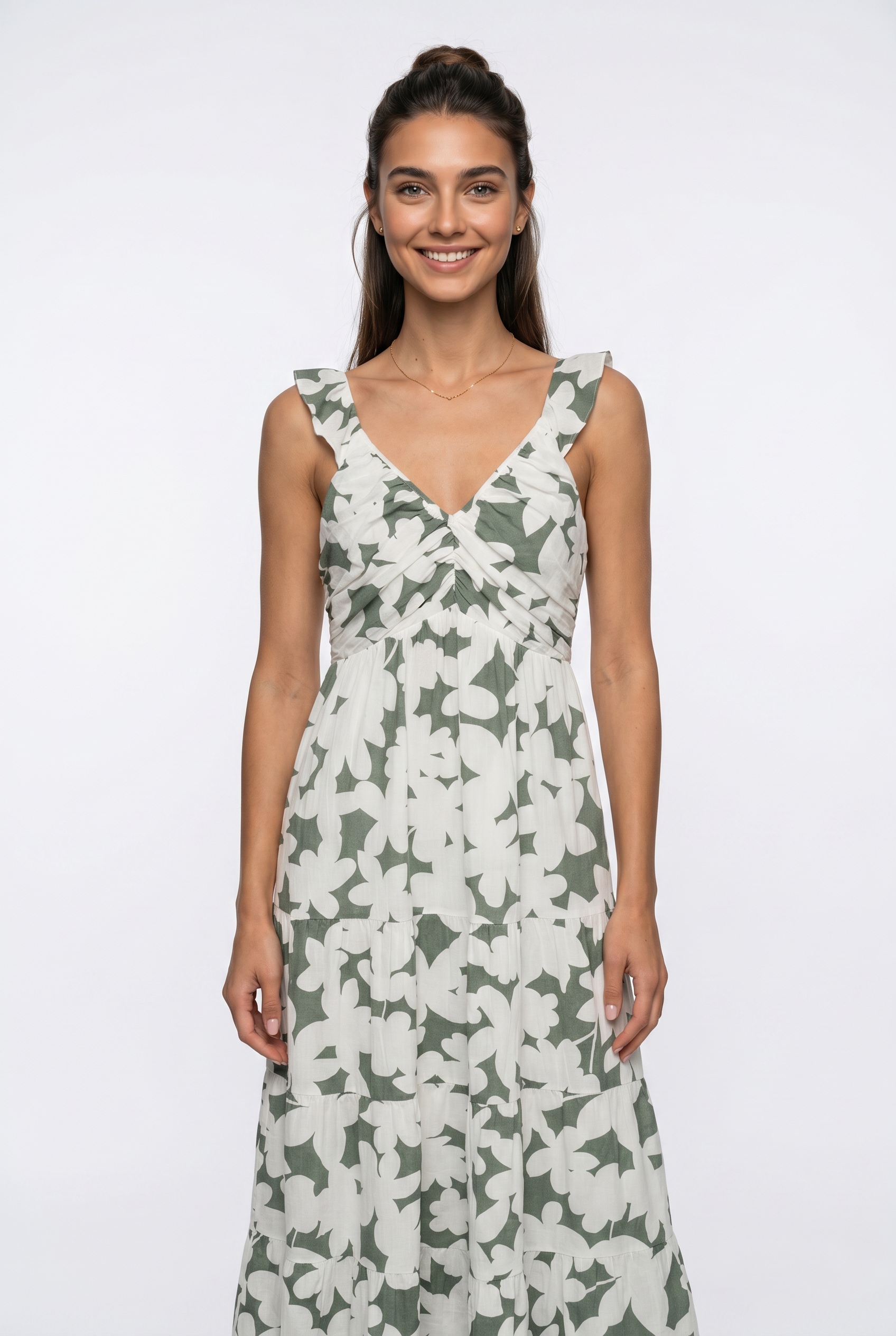 Vero Moda Maxikleid "VMDICTHE SL FRILL ANKLE DRESS WVN GA" Baumwolle, regular fit