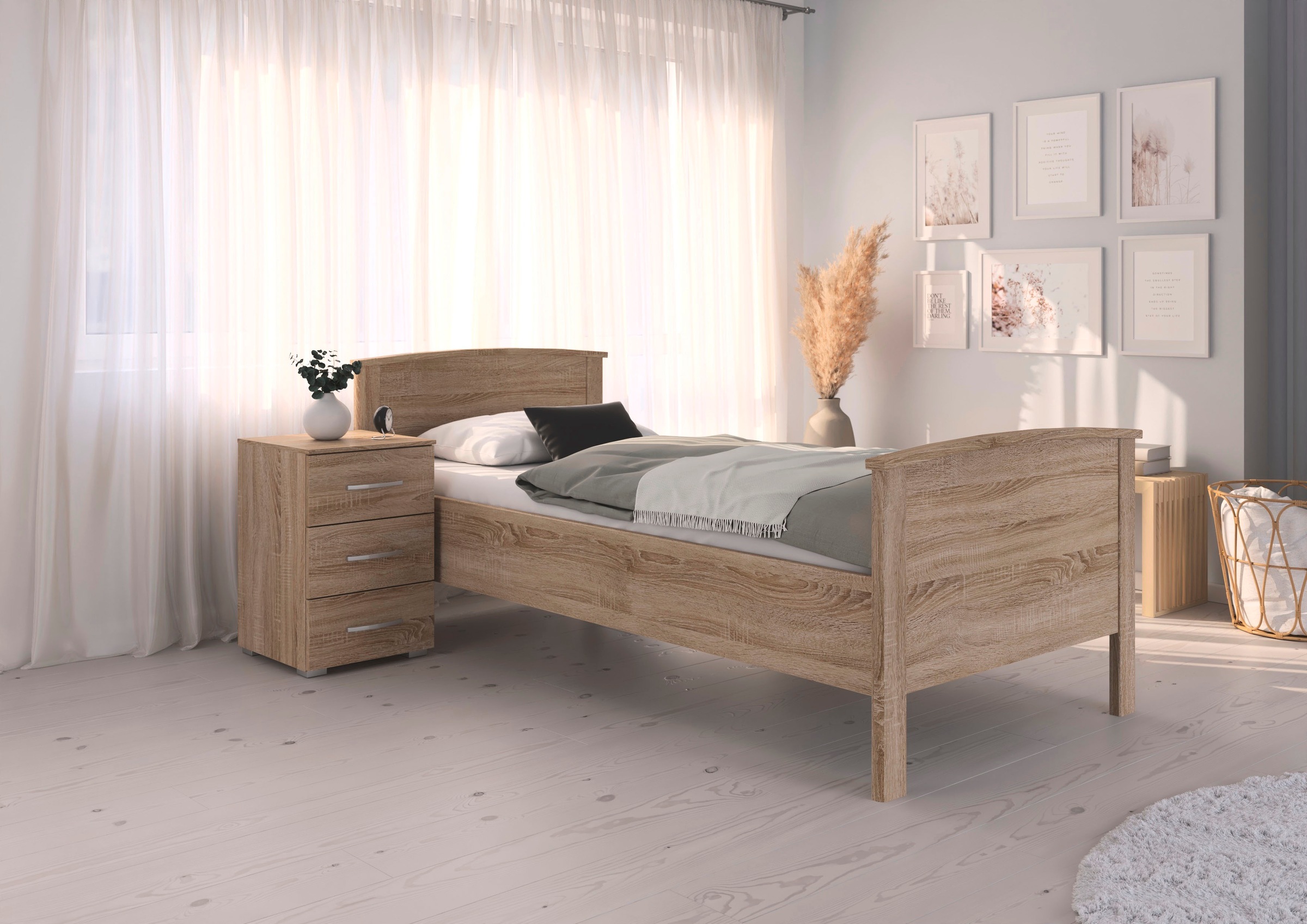 rauch Funktionsbett "Bett Einzelbett Komfortbett Holzbett TORRENT" Bettseitenhöhe 44,6 cm, Größen: 90x200 cm, 100x200 cm, in Komforthöhe, Einlasstiefe 6-fach verstellbar MADE IN GERMANY