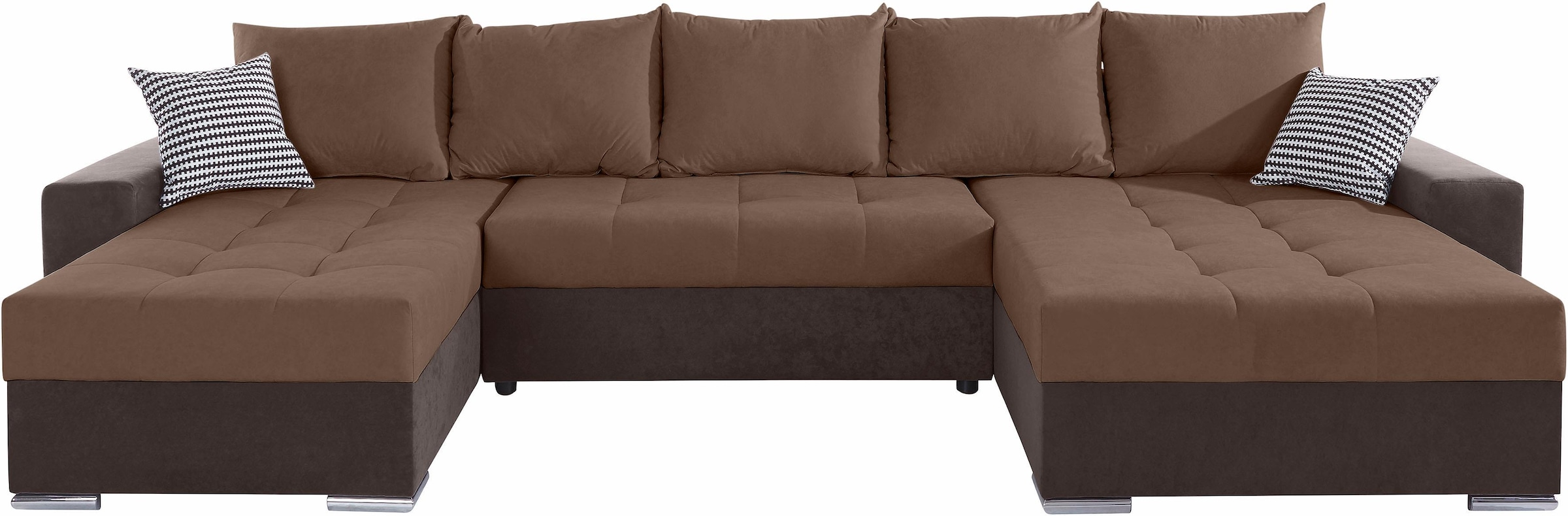 COLLECTION AB Wohnlandschaft »XXL-Josy U-Form, Breite 333 cm, mit 2 Recamieren 77 & 97 cm«, inkl. Bettfunktion, Bettkasten, mit 5 gleich grossen Rückenkissen