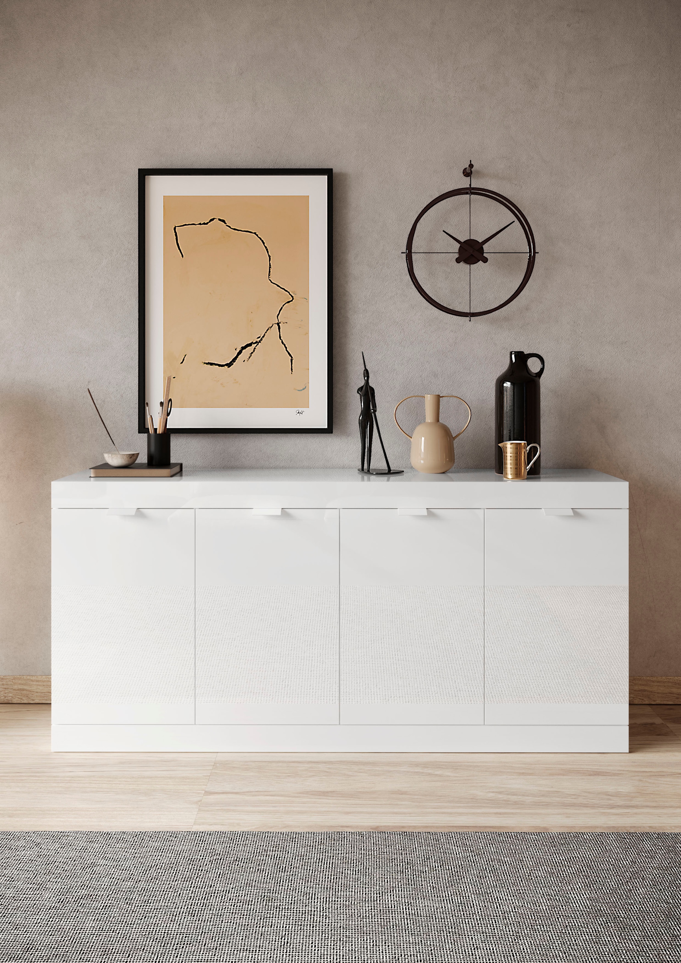 INOSIGN Sideboard »Slim«, Breite 181 cm, weiss Hochglanz Lack