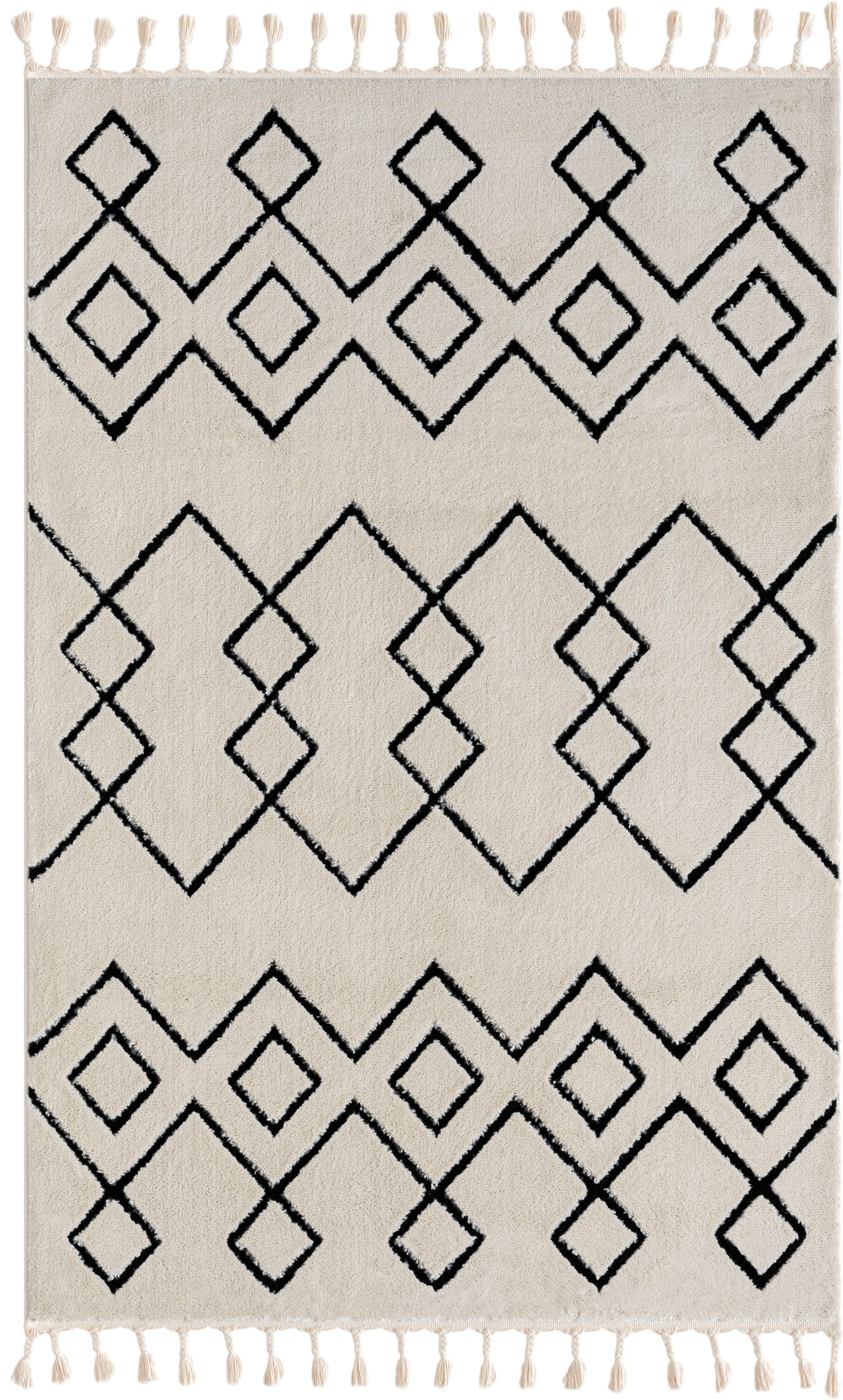 Myflair Möbel & Accessoires Hochflor-Teppich »Moroccan Mural«, rechteckig, 24 mm Höhe, modern, marokkanisches Design, flauschig weich, mit Fransen