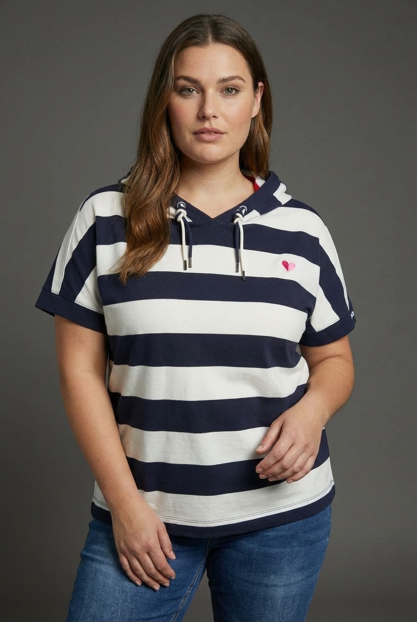 KangaROOS Kapuzenshirt Kurzarmshirt, mit Kapuze, hüftlange Schnittform, grosse Grössen