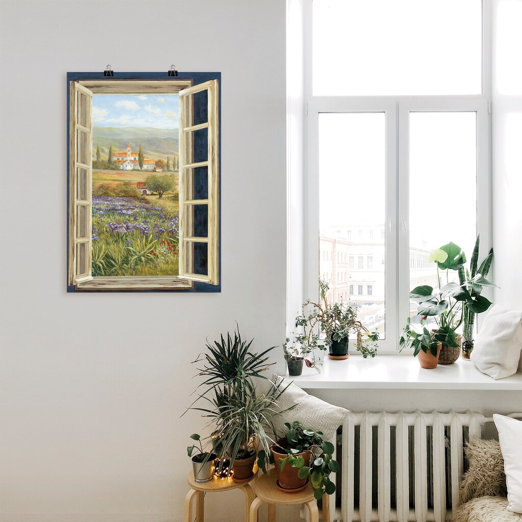 Artland Wandbild »Provence Fensterblick«, Bilder von Europa, (1 St.), als Alubild, Outdoorbild, Leinwandbild, Poster in verschied. Grössen