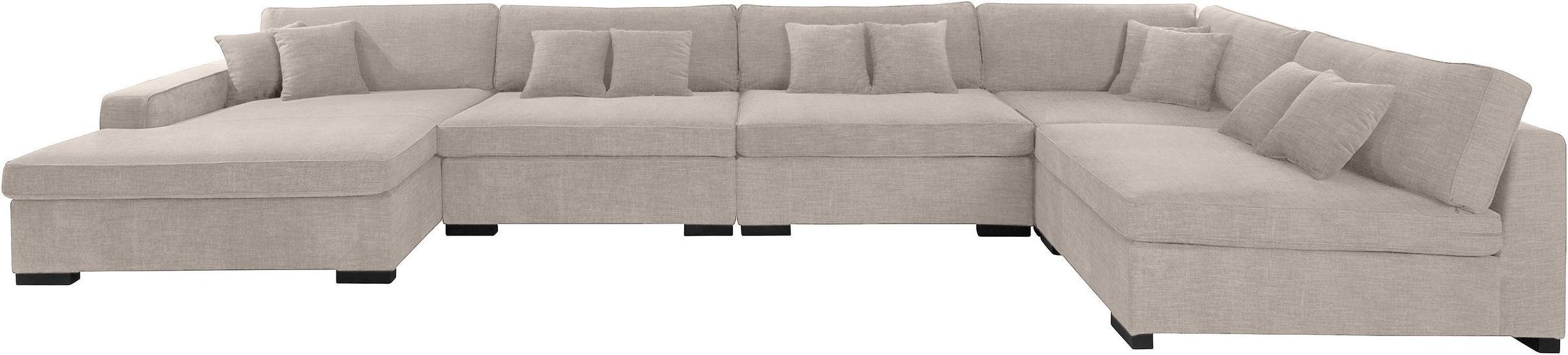 Home affaire Wohnlandschaft »Skara XXL U-Form«, Lounge-Sofa XXL mit Federkern-Polsterung, in vielen Bezugsvarianten
