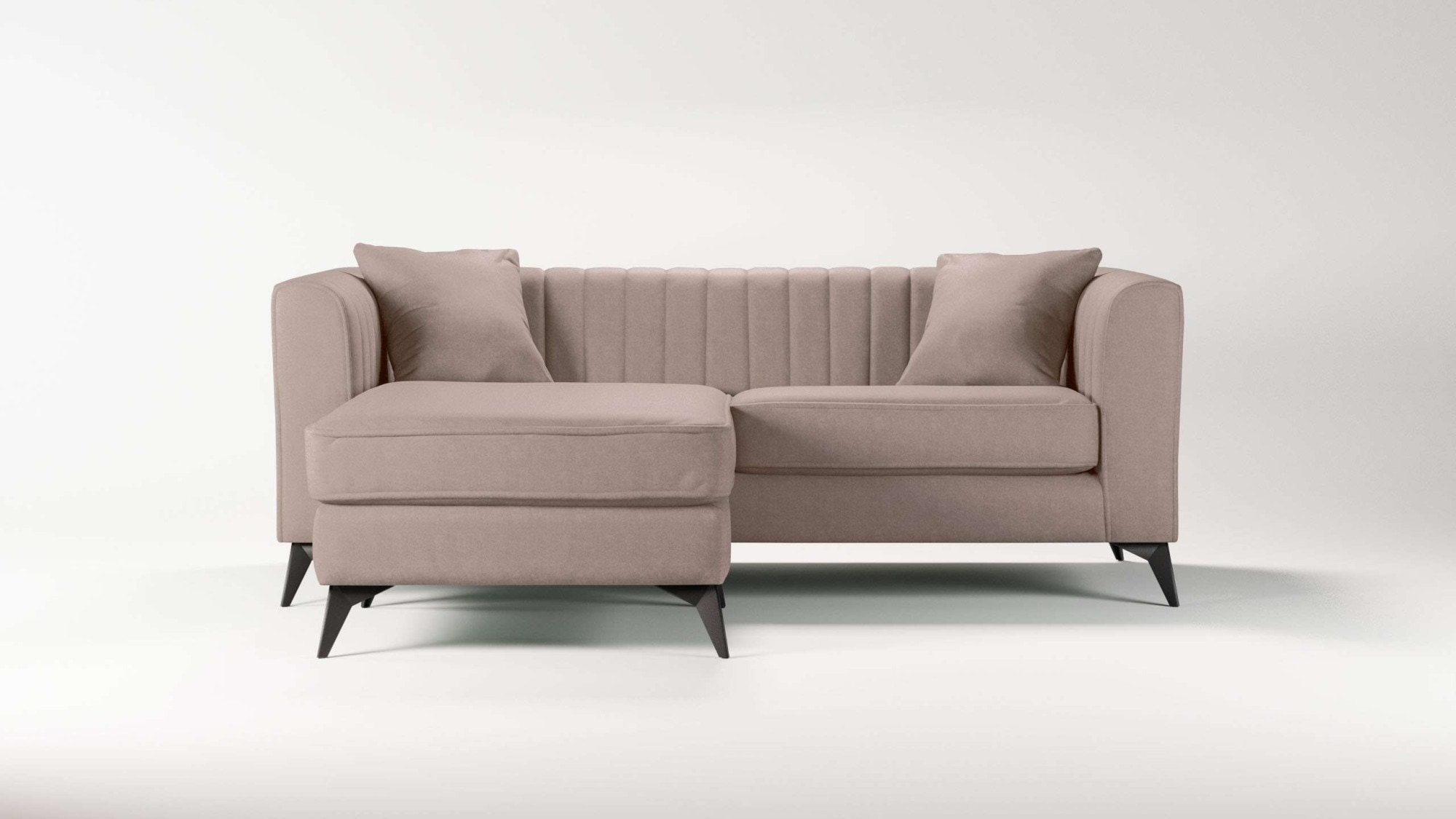 Places of Style Ecksofa »MATTHEW L-Form ideal für kleine Räume, Masse B/T/H: 201/162/74 cm«, elegantes Designsofa, feine Steppung im Rücken, incl. Zierkissen