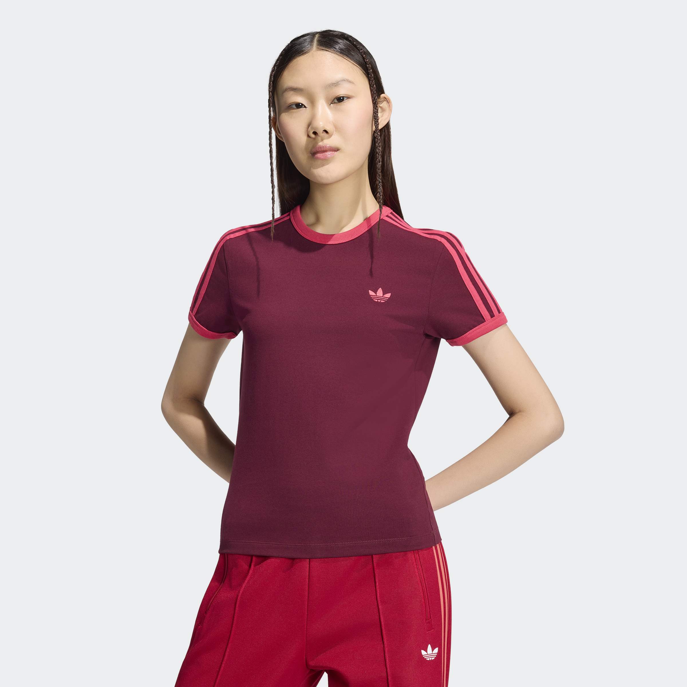 adidas Originals T-Shirt "3-STREIFEN SCHMAL GESCHNITTEN" sanft anliegende Passform, ohne Verschluss, für sportlichen Look