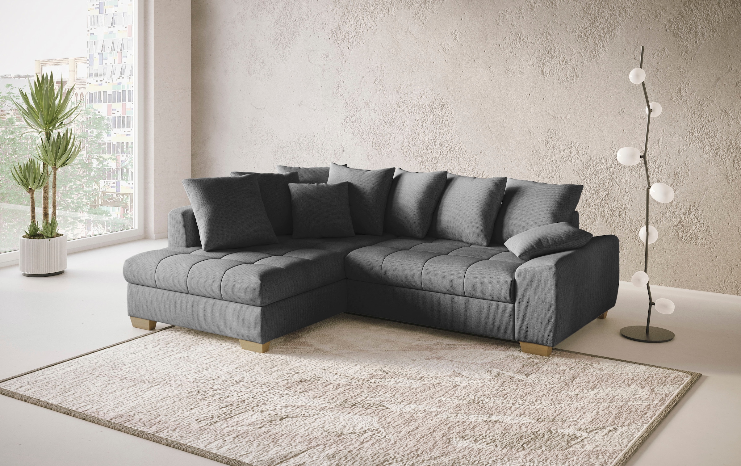 Mr. Couch Ecksofa »Nikita II, L-Form«, Wahlweise mit Bettfunktion, Bettkasten & RGB-LED-Beleuchtung