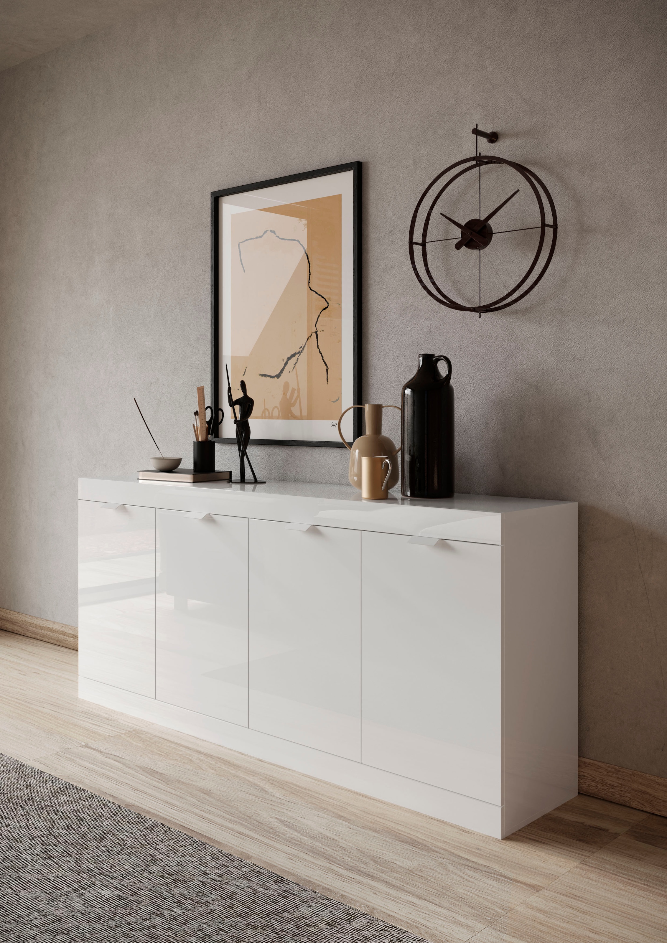 INOSIGN Sideboard »Slim«, Breite 181 cm, weiss Hochglanz Lack