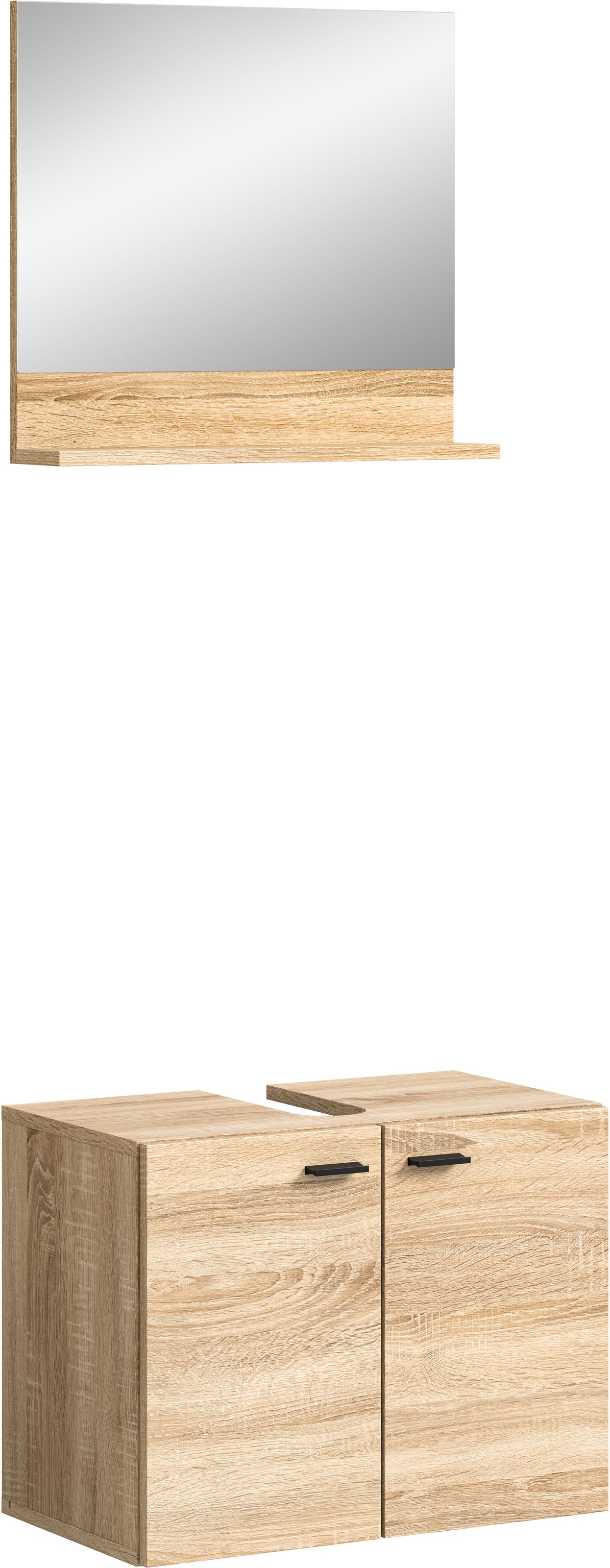 welltime Badmöbel-Set »Tampa, best. aus Waschbeckenunterschrank und Spiegel, Breite 57cm,«, (Set, 2 St.), 2-teilig, Bad-Möbel, Bad-Spiegel, Badschrank