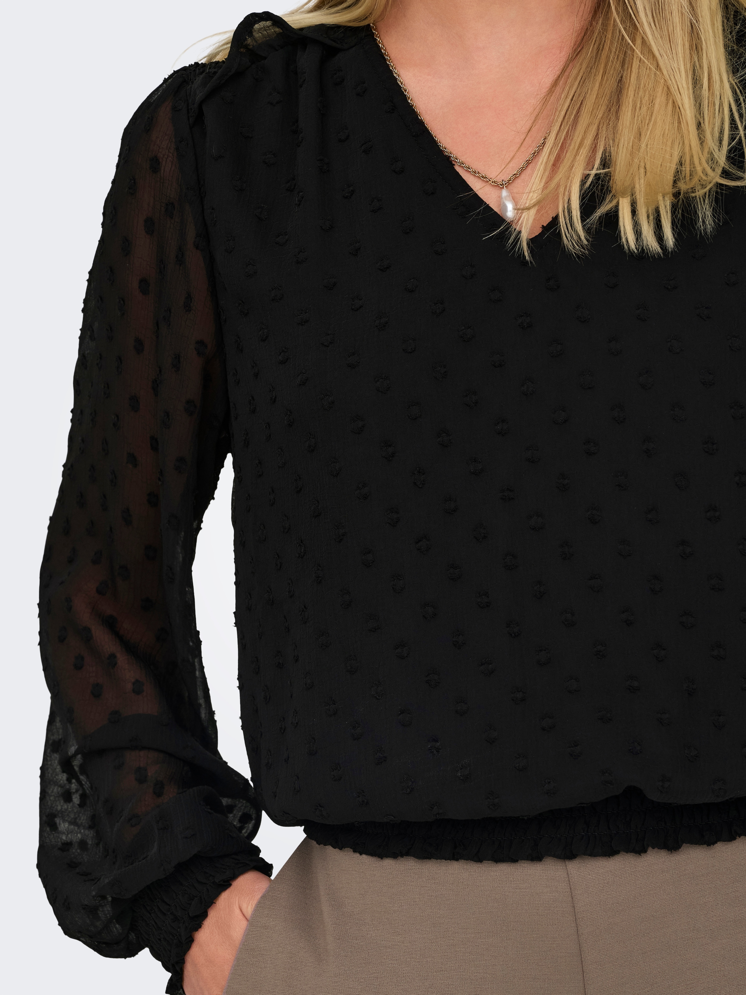 ONLY Blusenshirt »ONLELMIRA LIFE NEW DOBBY L/S TOP WVN«