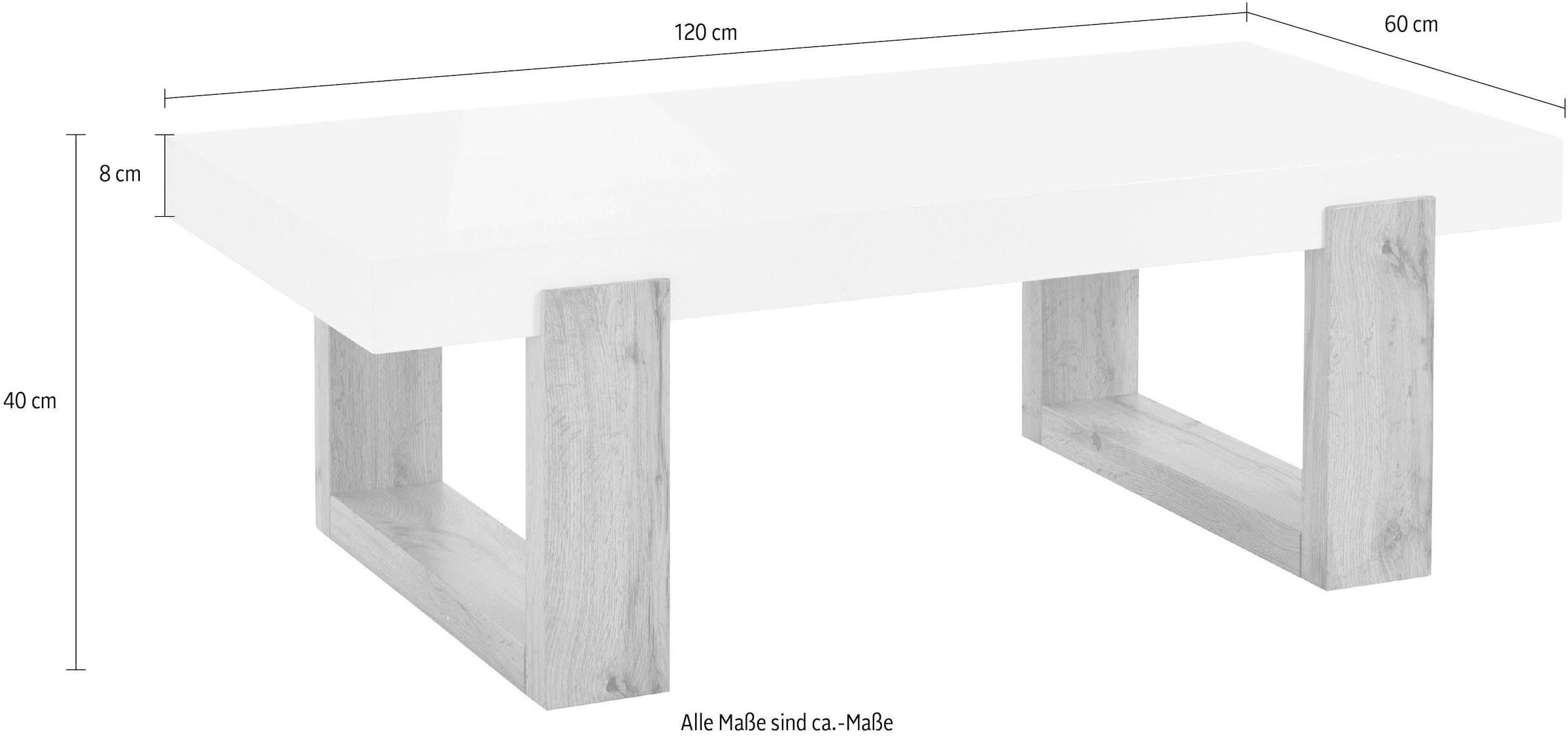 INOSIGN Couchtisch »Solid«, hochglanzfarbener weisser Tischplatte, in zwei unterschiedlichen Grössen