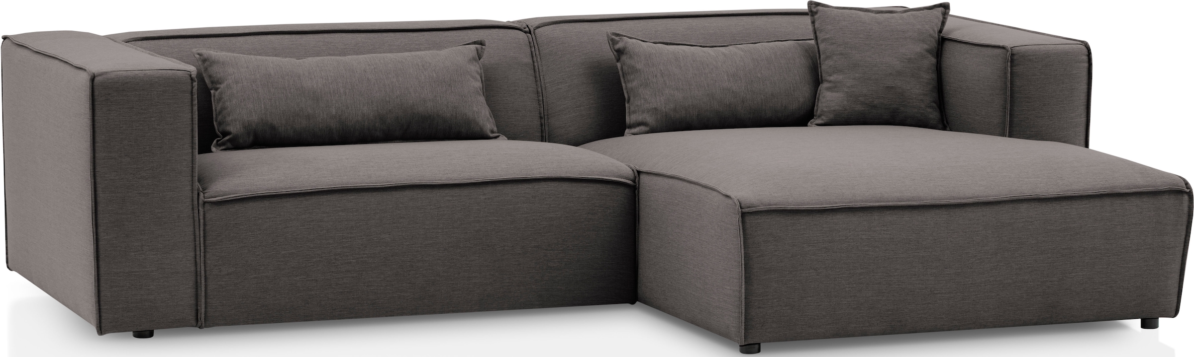LeGer Home by Lena Gercke Ecksofa »PIARA mit Kedernaht in Cord oder Leinenoptik, moderne Couch in L-Form«, wahlweise Ottomane rechts/links, schwarze Füsse, bequemer Sitzkomfort