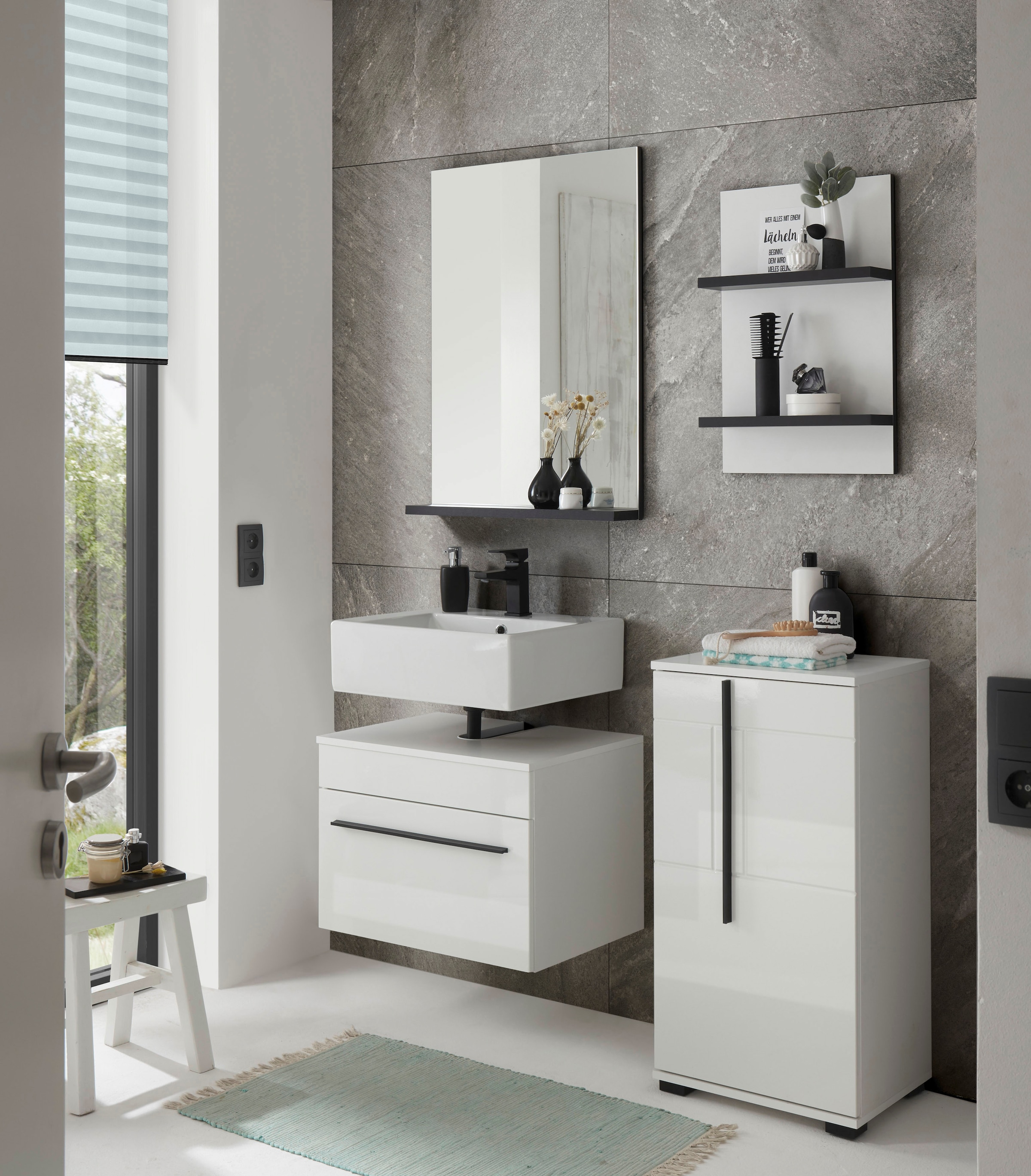 INOSIGN Wandregal »Cantara, Badregal in Hochglanz Weiss, Wandboard im modernen Design«, ausreichend Stauraum